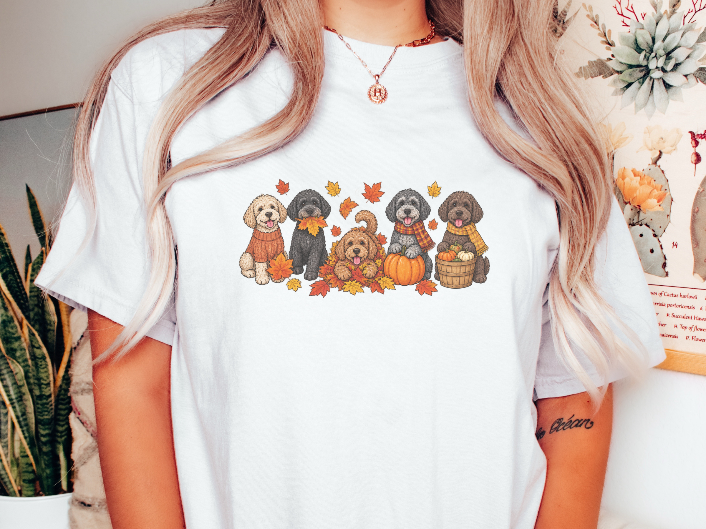 Colorful Schnoodle Fall Activities doodle dog shirt - photo 1