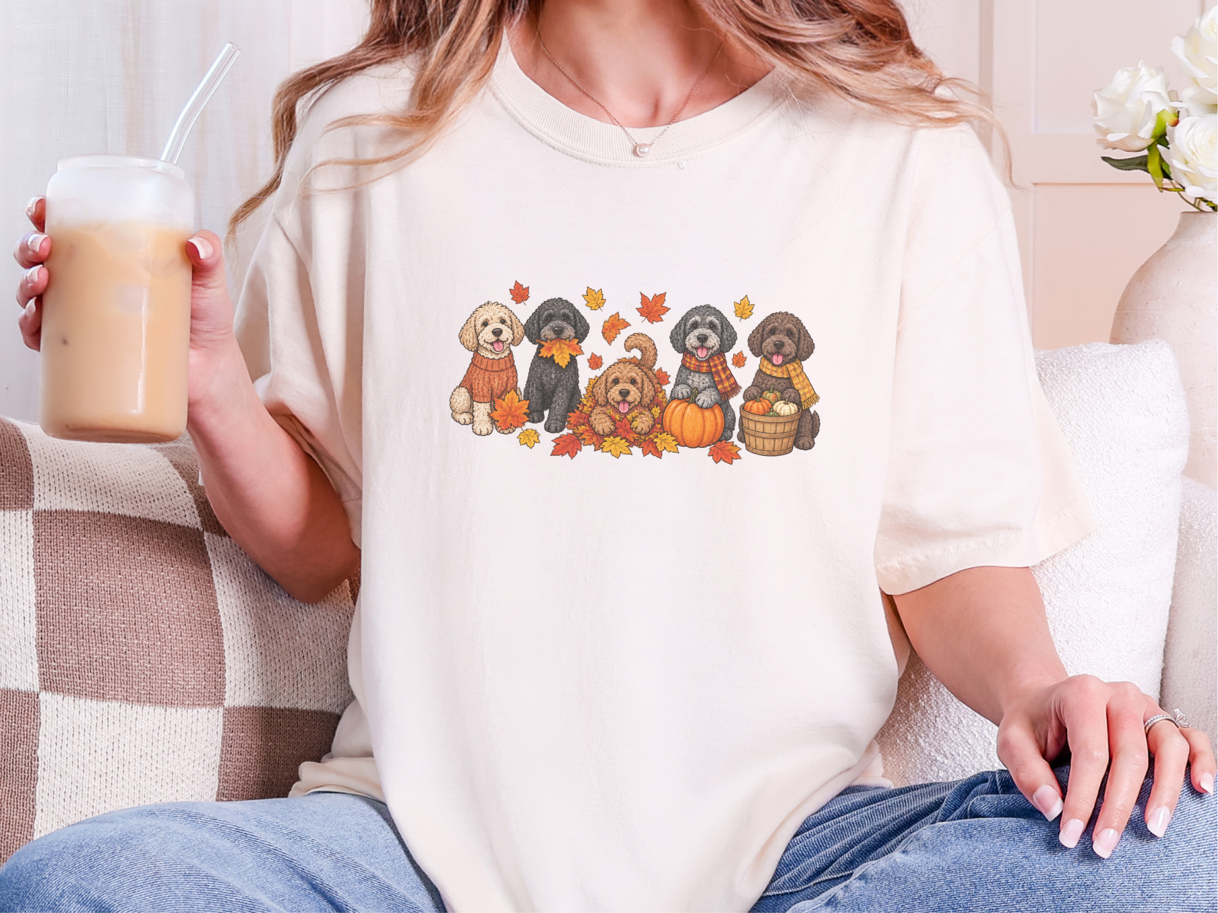 Colorful Schnoodle Fall Activities doodle dog shirt - photo 8