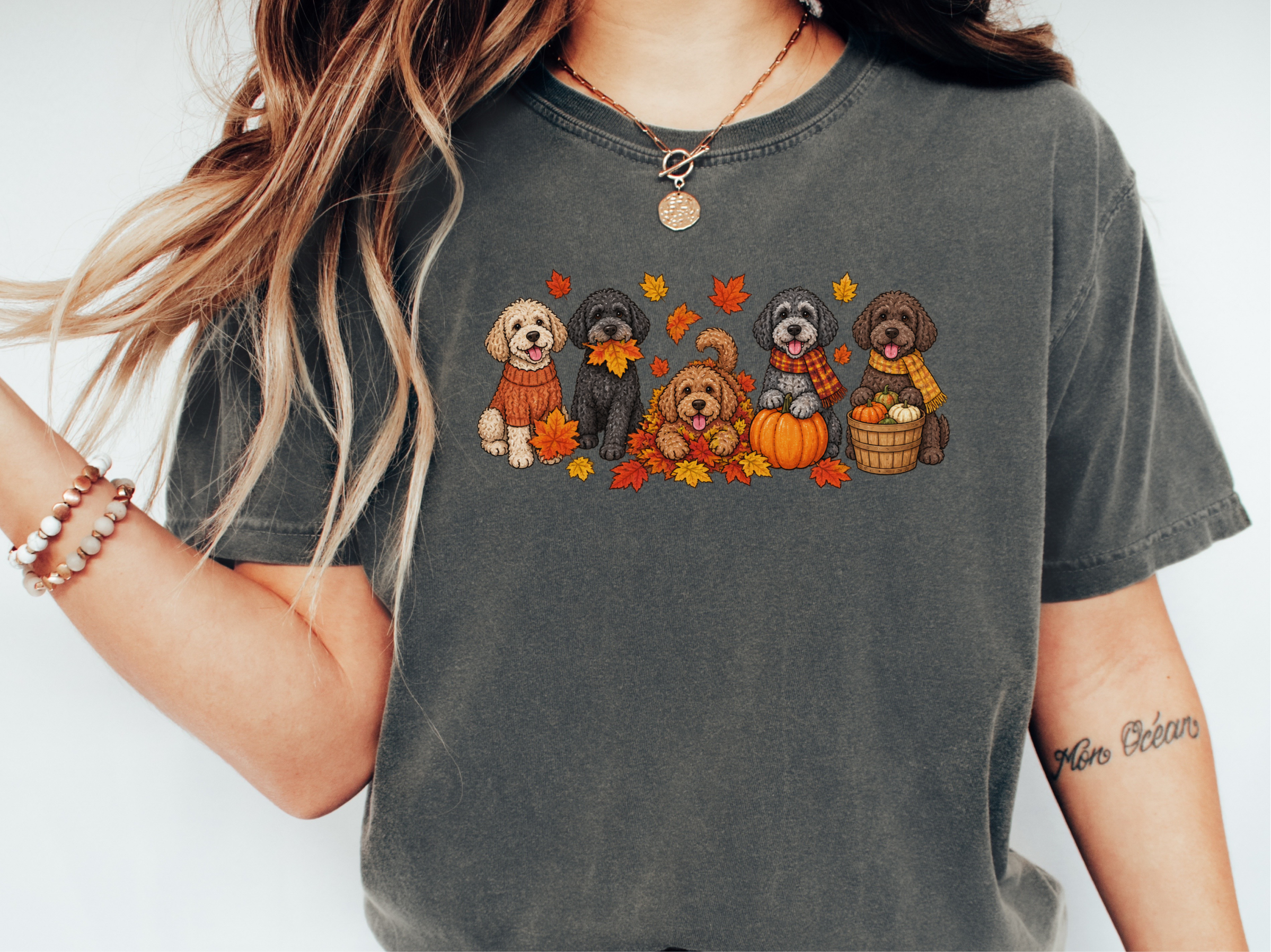 Colorful Schnoodle Fall Activities doodle dog shirt - photo 2
