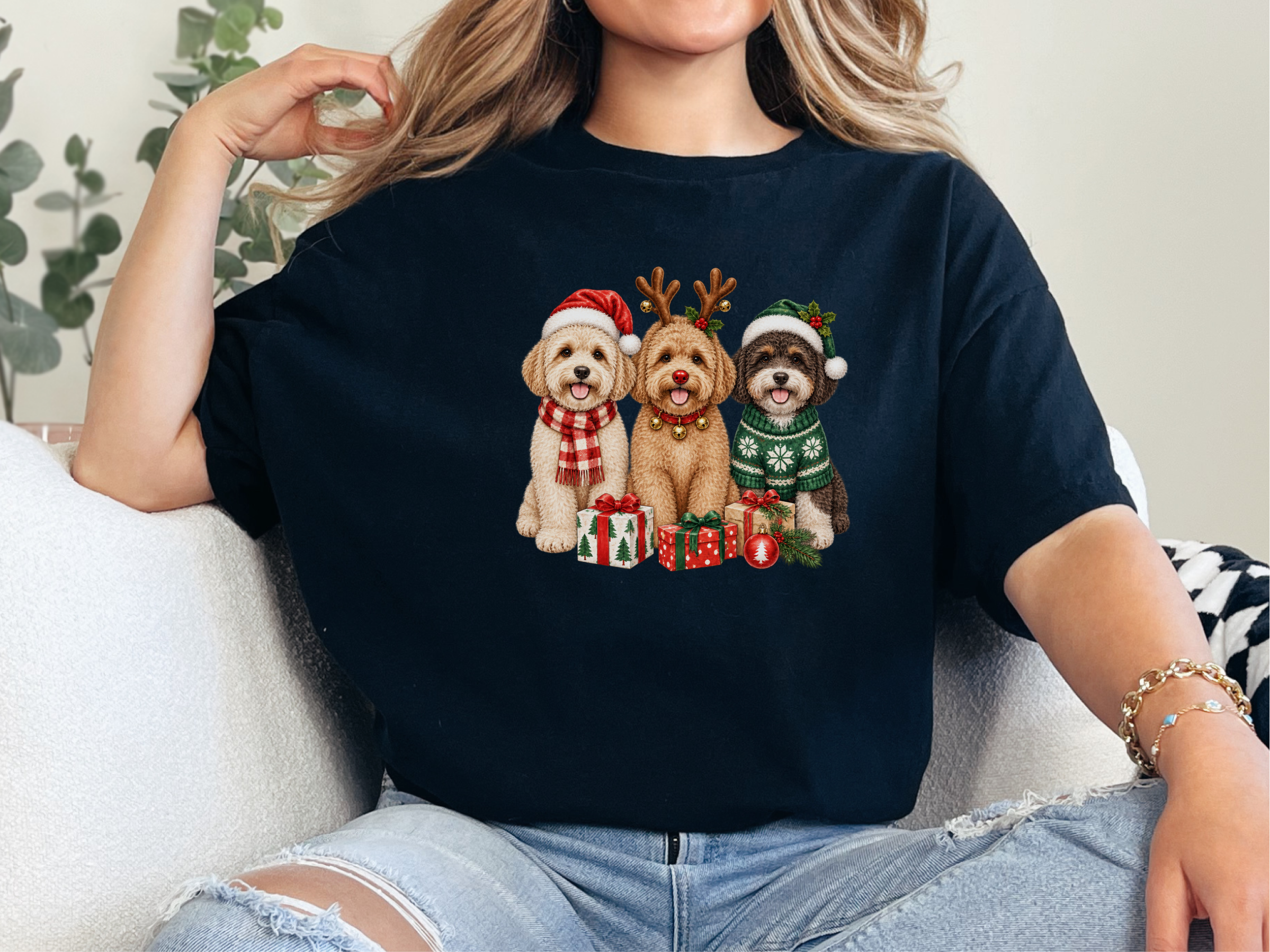 Christmas Maltipoo Dogs Trio