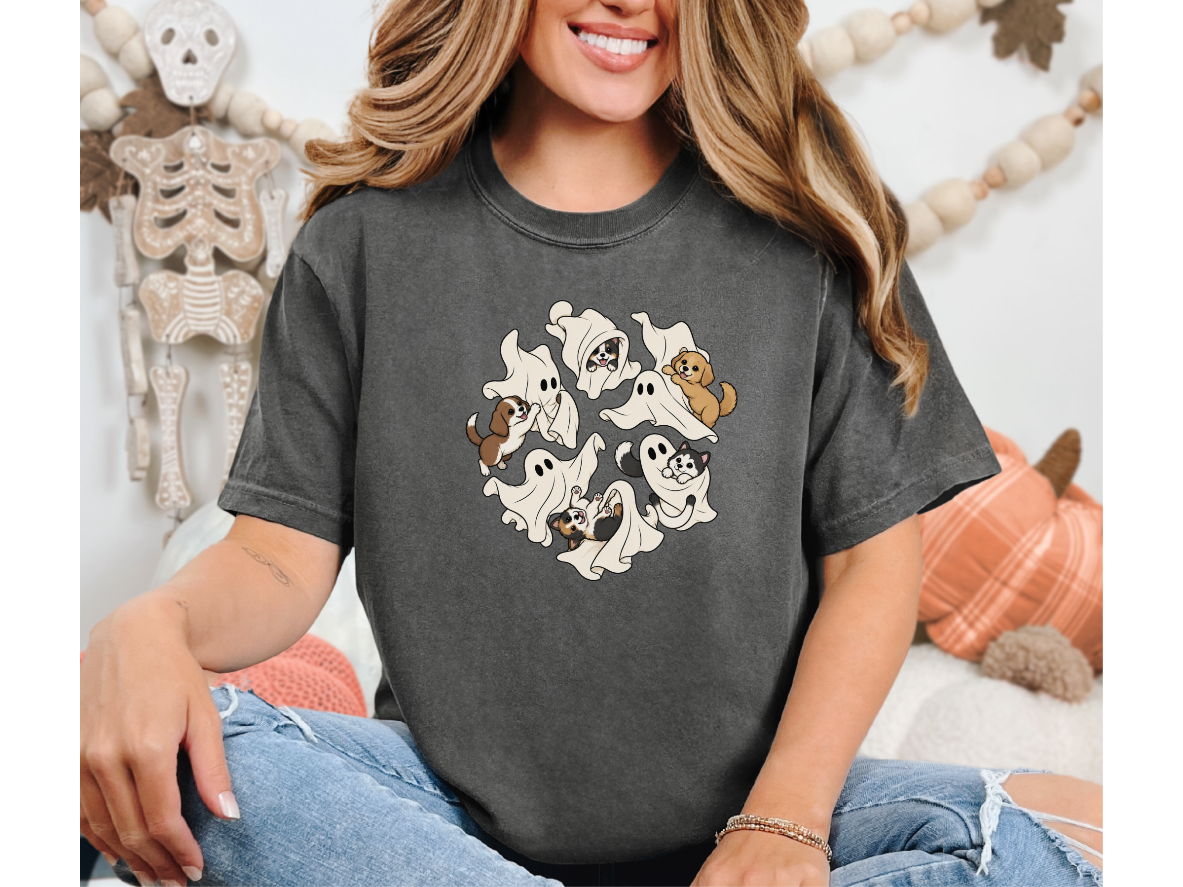 Cute Ghost Playing With Dogs funny shirt - photo 2