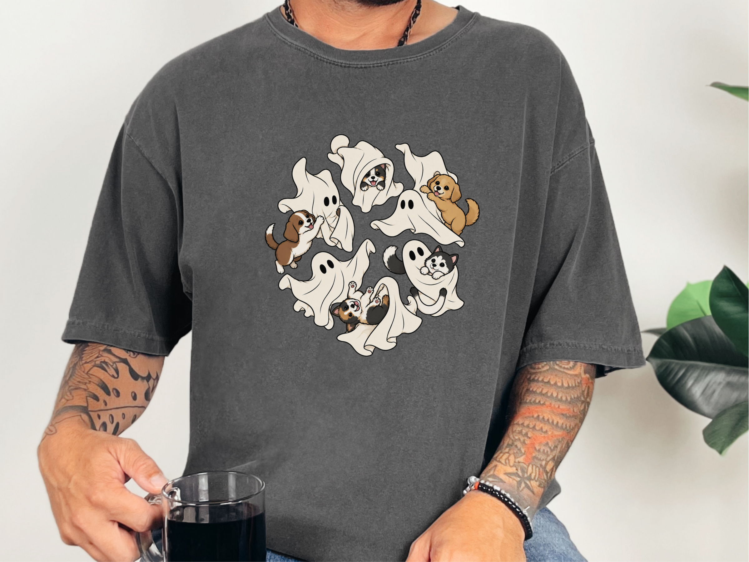 Cute Ghost Playing With Dogs funny shirt - photo 4