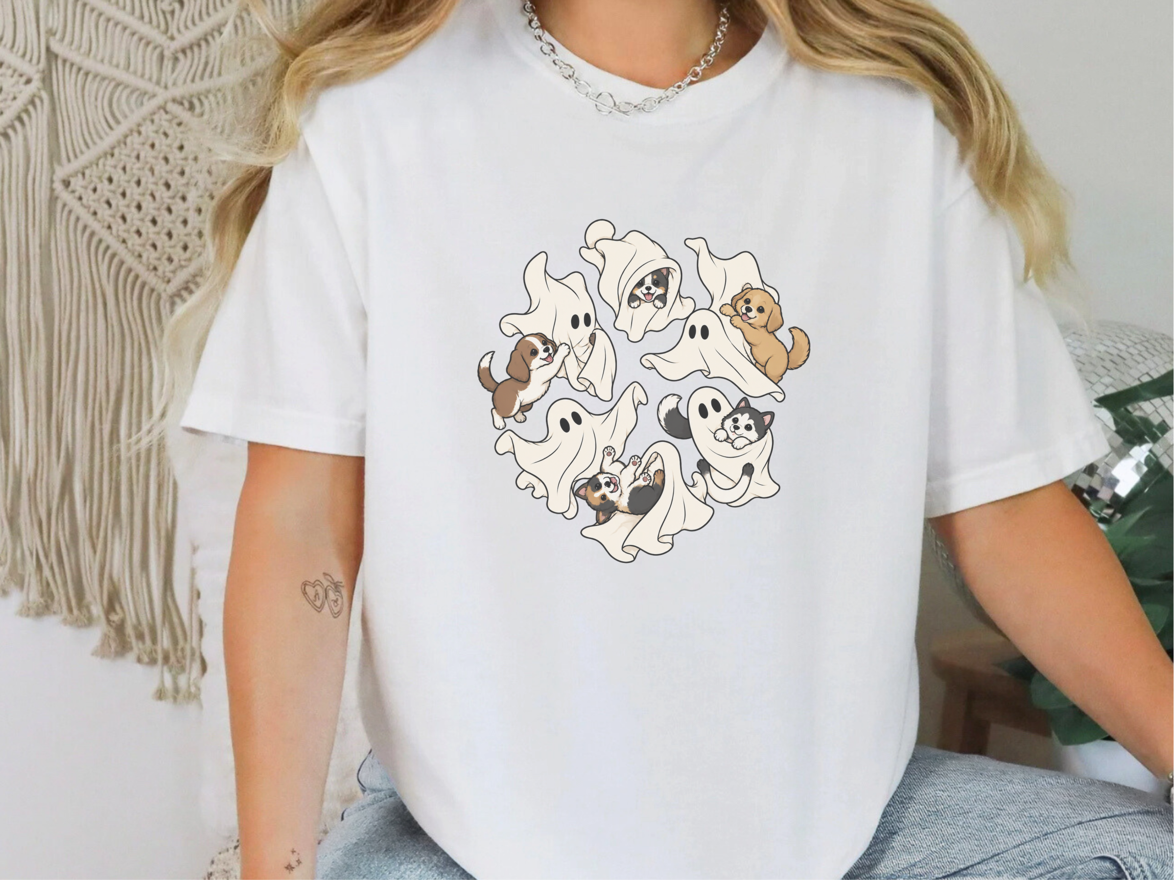 Cute Ghost Playing With Dogs funny shirt - photo 1
