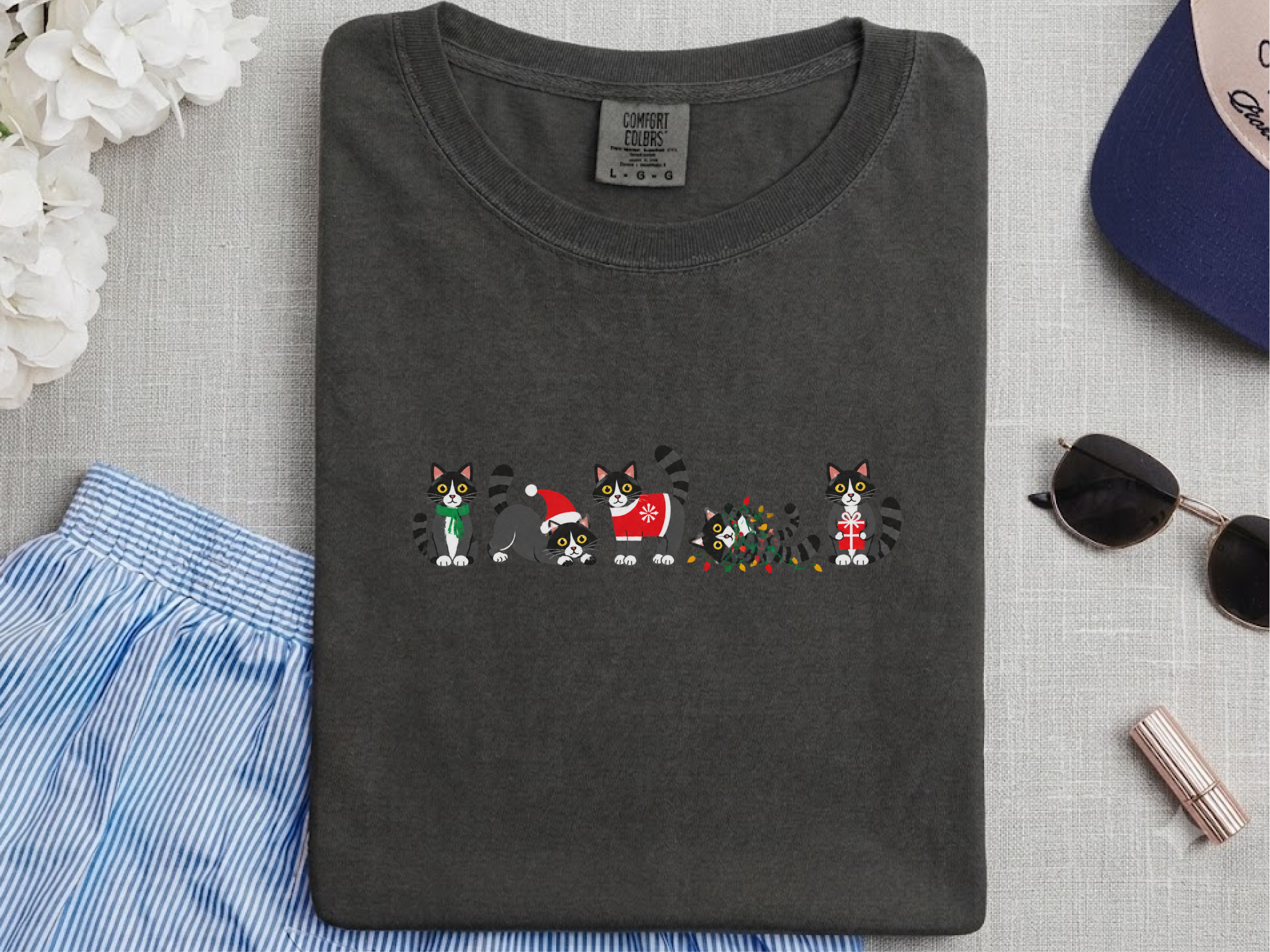 Festive Tuxedo Cats Line funny shirt - photo 5