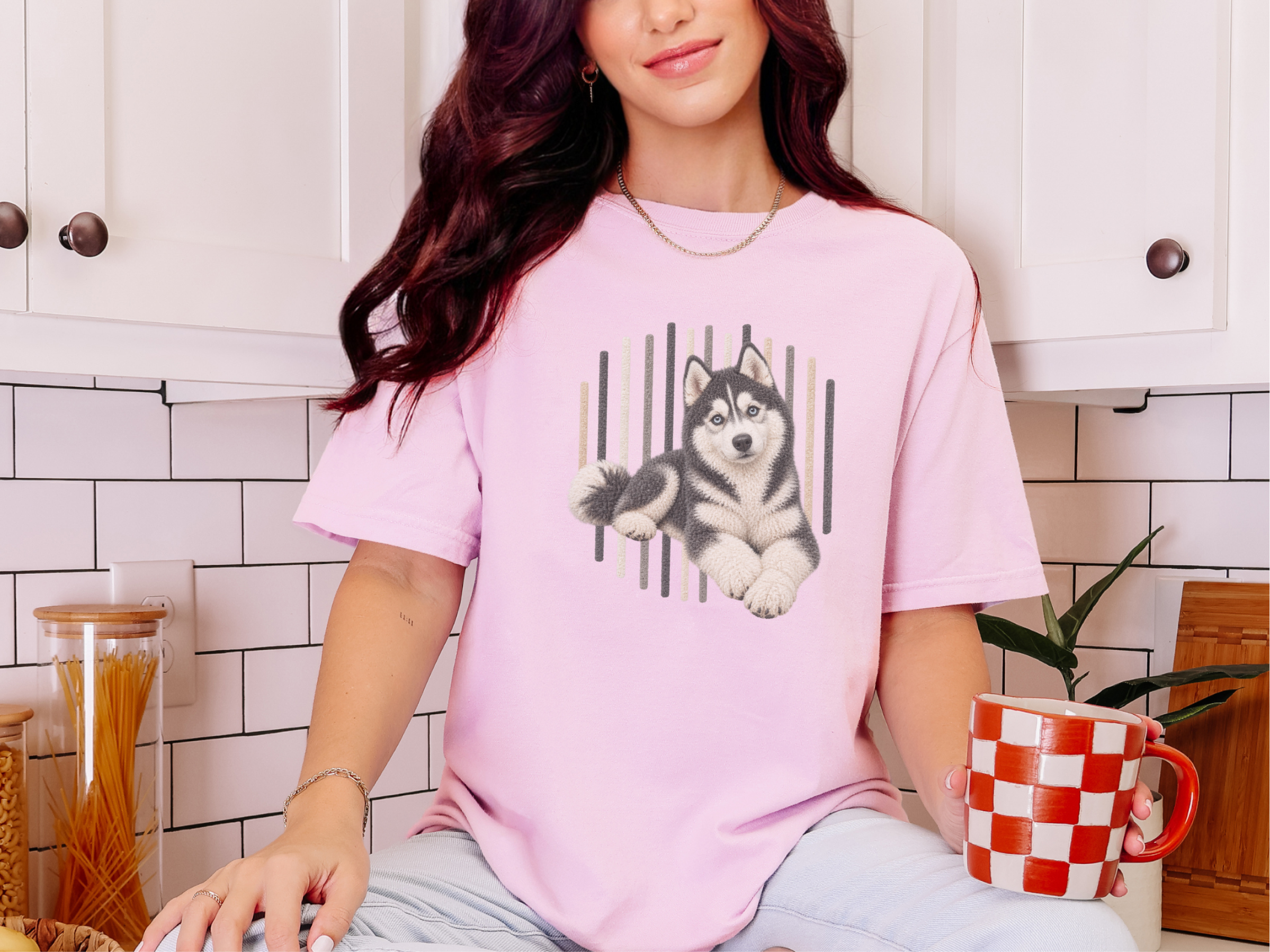 Textured Husky Vertical Stripes doodle dog shirt - photo 5