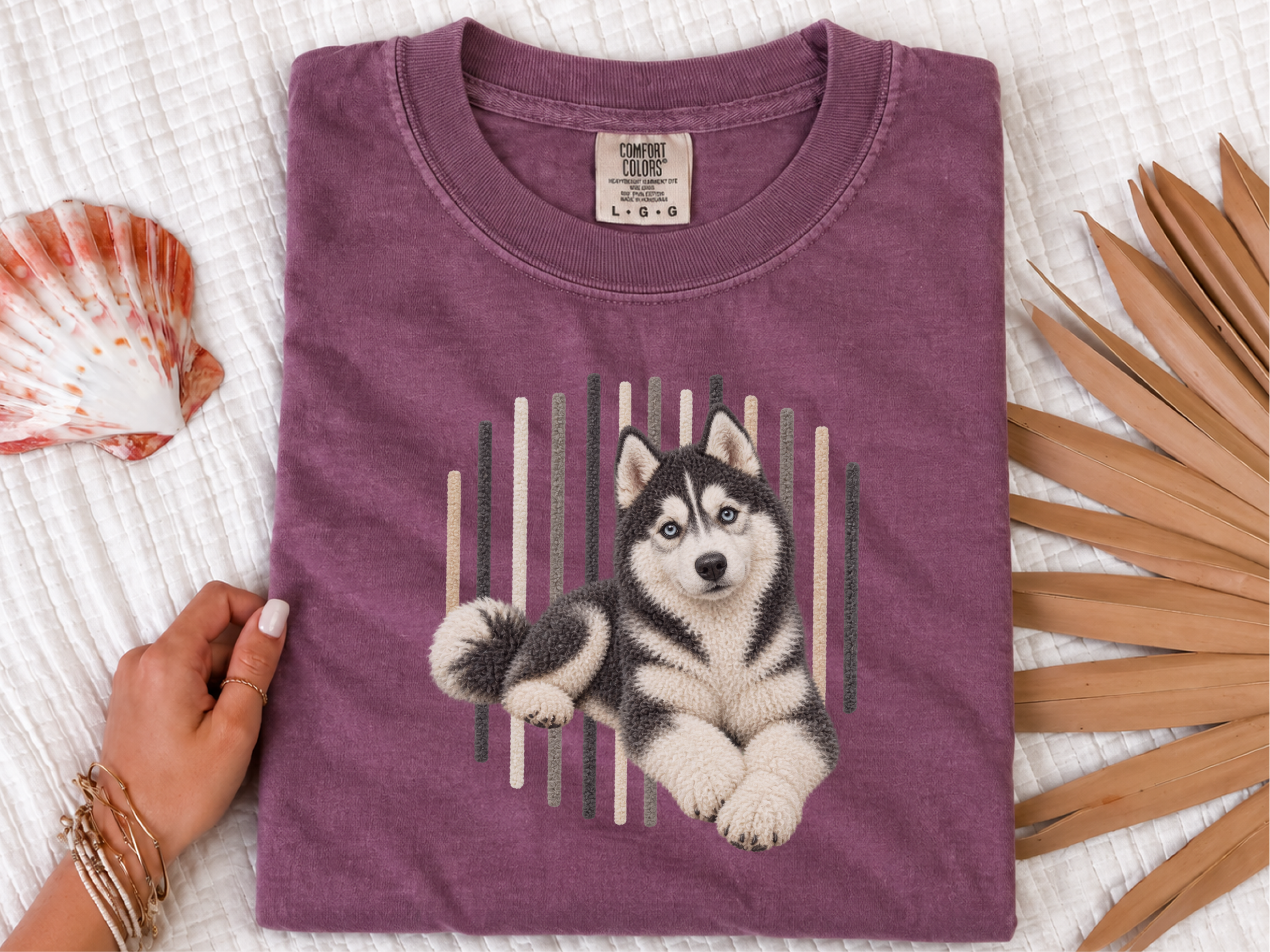 Textured Husky Vertical Stripes doodle dog shirt - photo 8