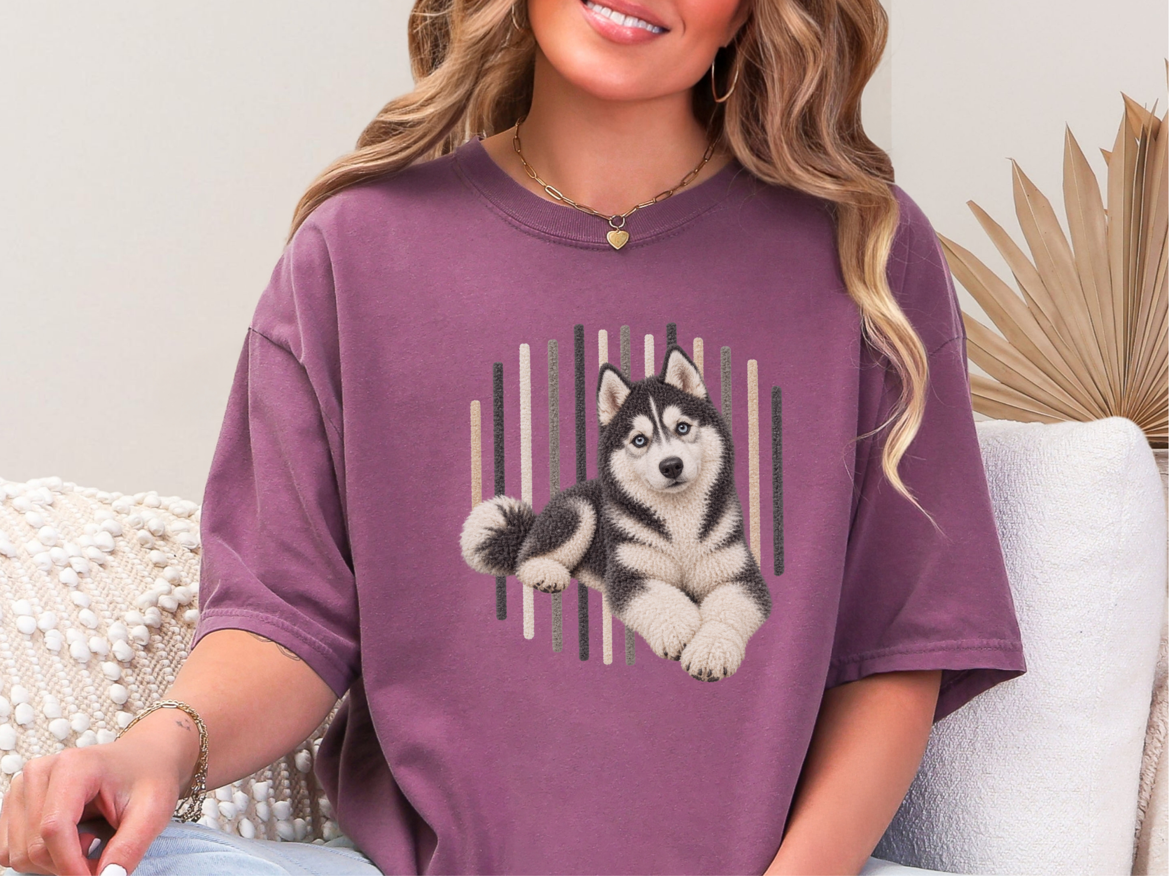 Textured Husky Vertical Stripes doodle dog shirt - photo 7