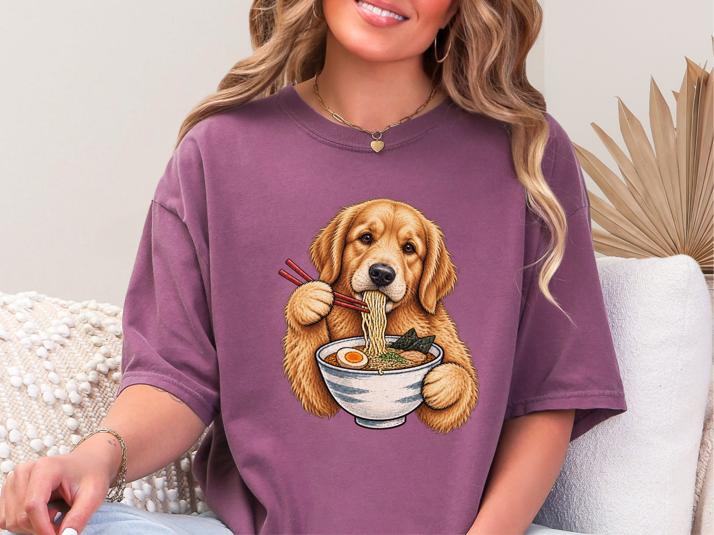 Golden Retriever Eating Ramen doodle dog shirt - photo 6