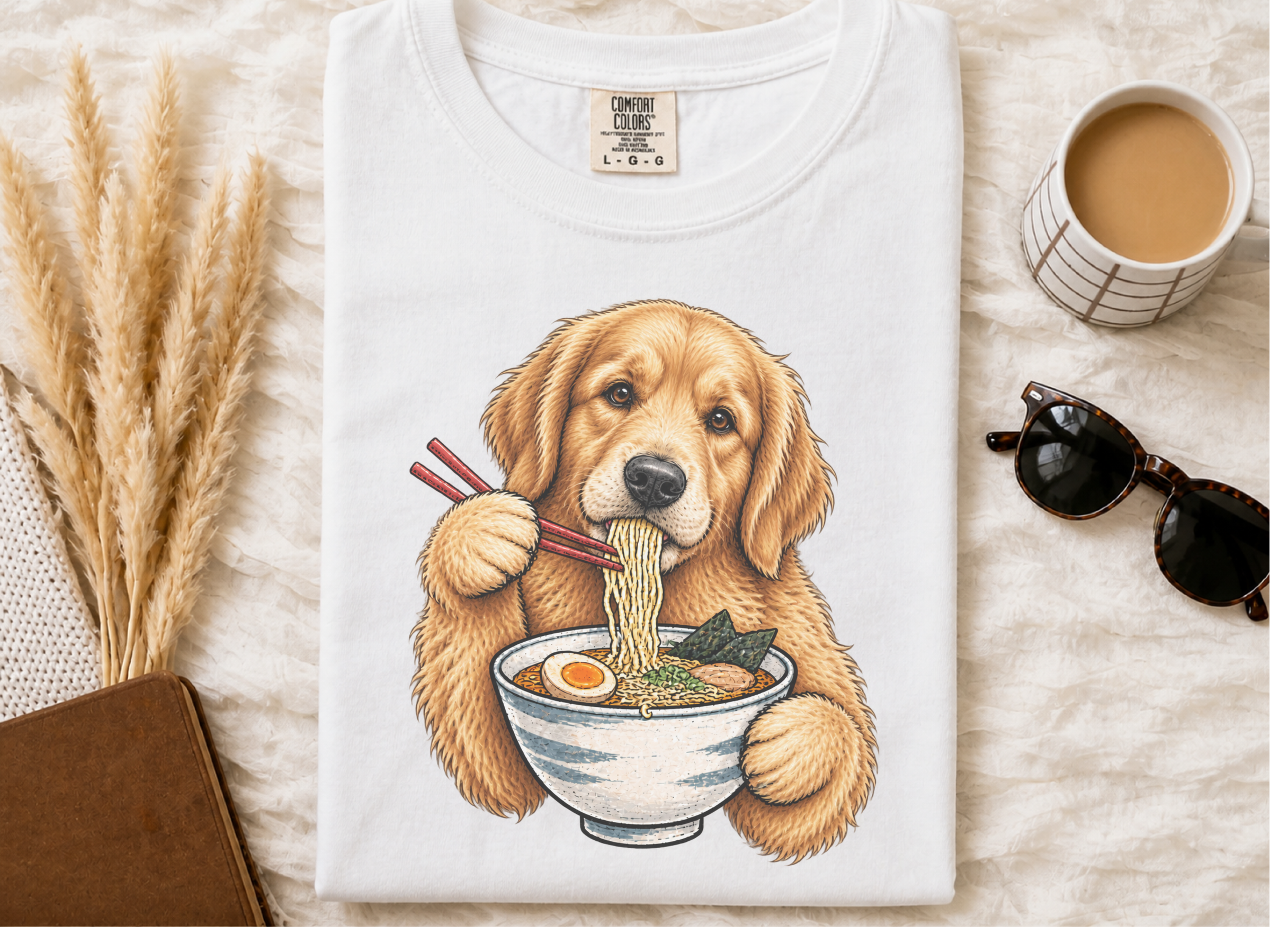 Golden Retriever Eating Ramen doodle dog shirt - photo 1