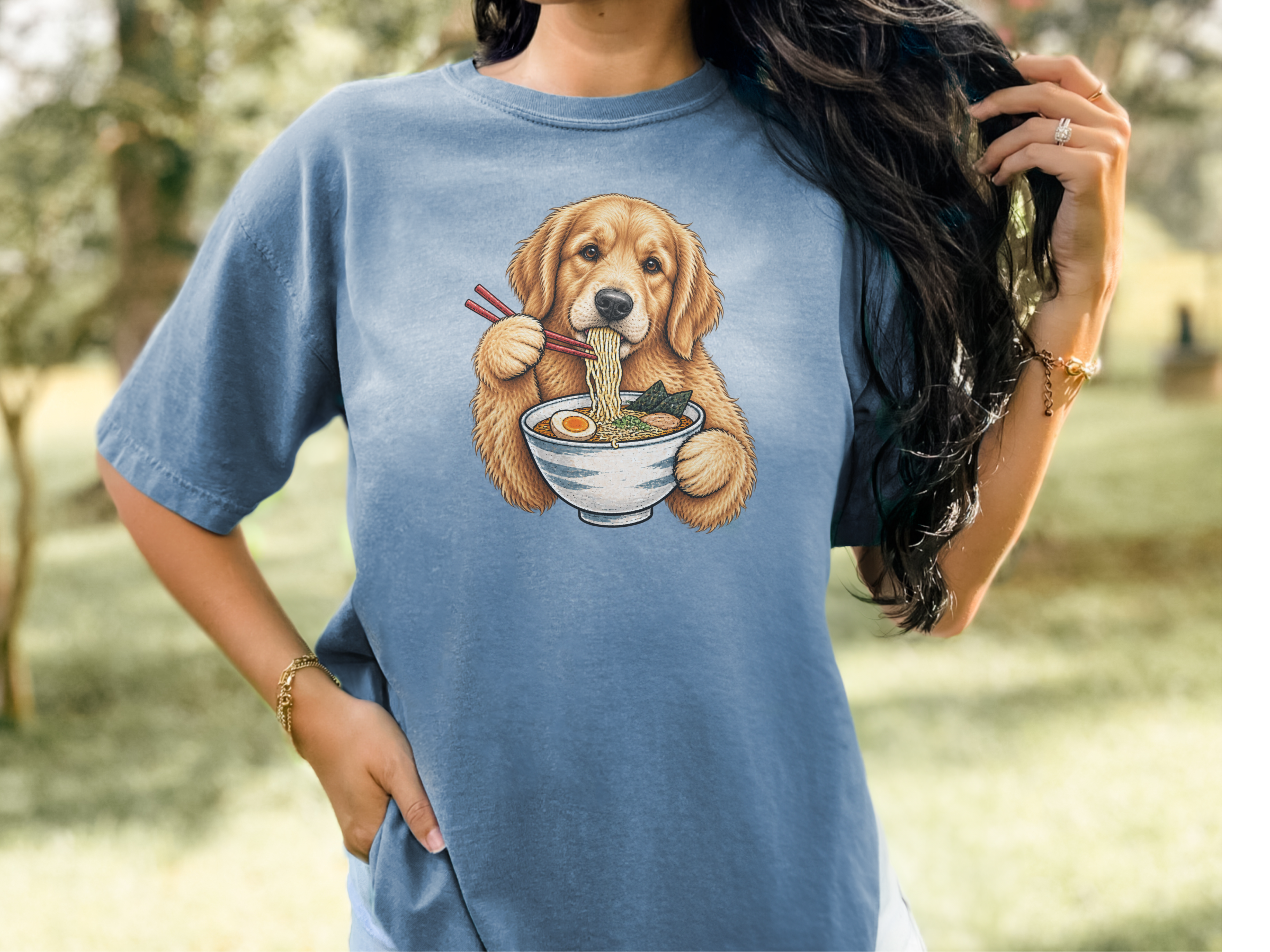 Golden Retriever Eating Ramen doodle dog shirt - photo 7