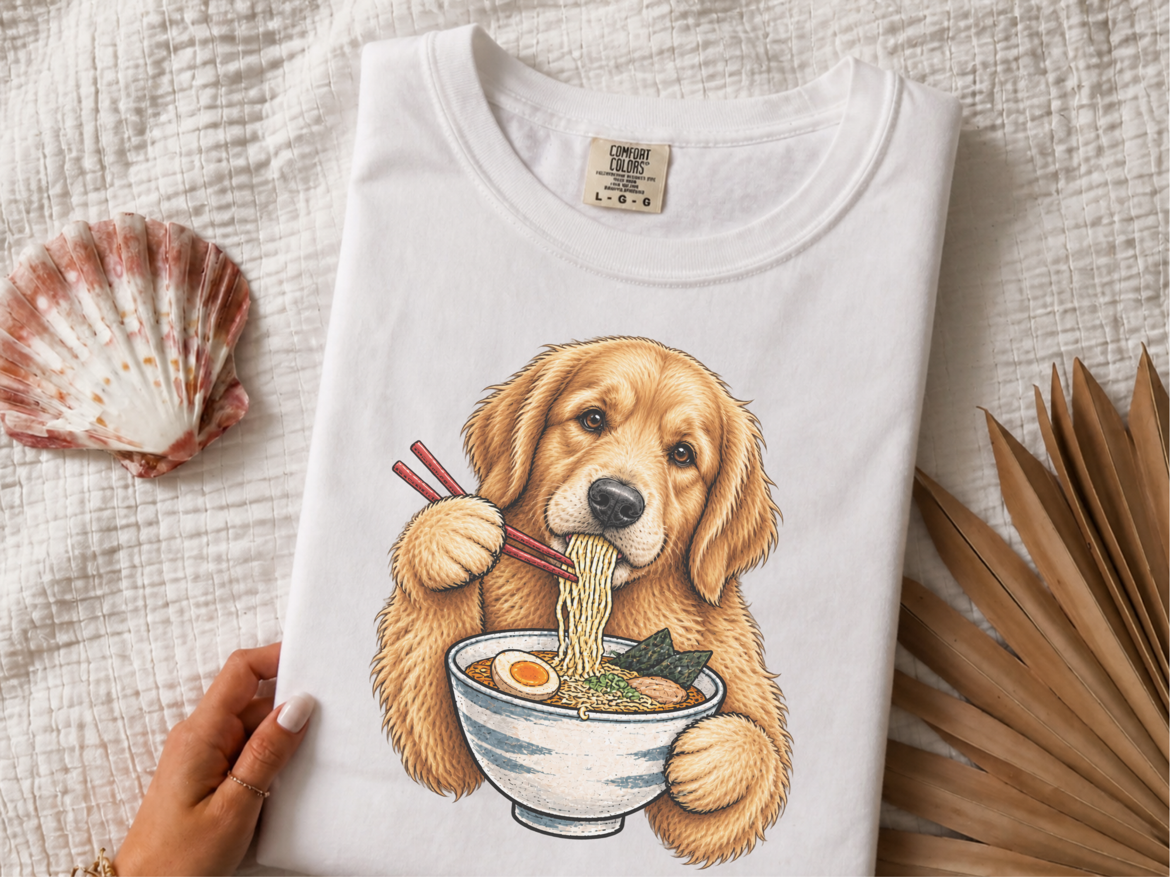Golden Retriever Eating Ramen doodle dog shirt - photo 2