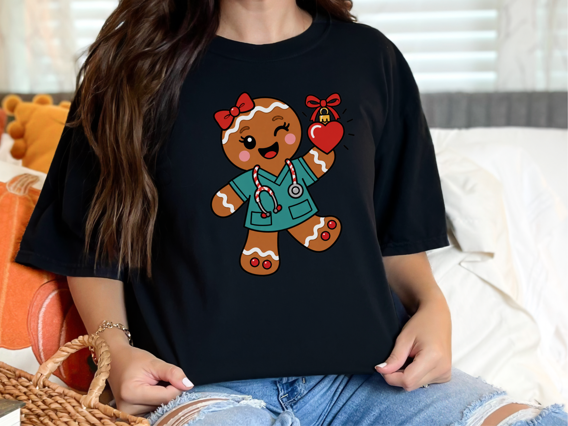 Gingerbread Nurse Heart Ornament