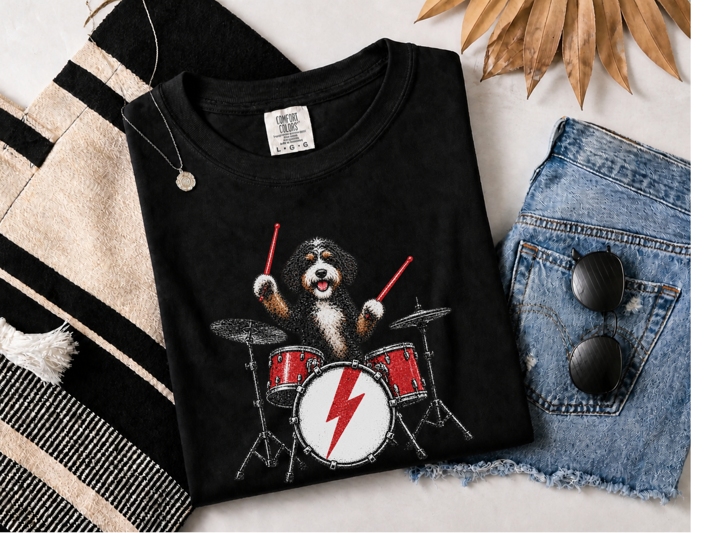 Bernedoodle Rocker Drum Set doodle dog shirt - photo 3