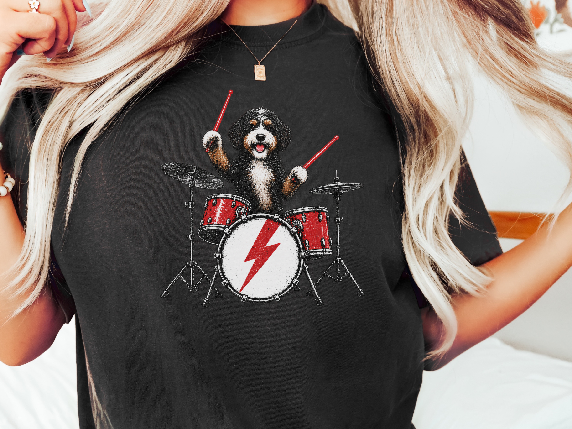 Bernedoodle Rocker Drum Set doodle dog shirt - photo 2