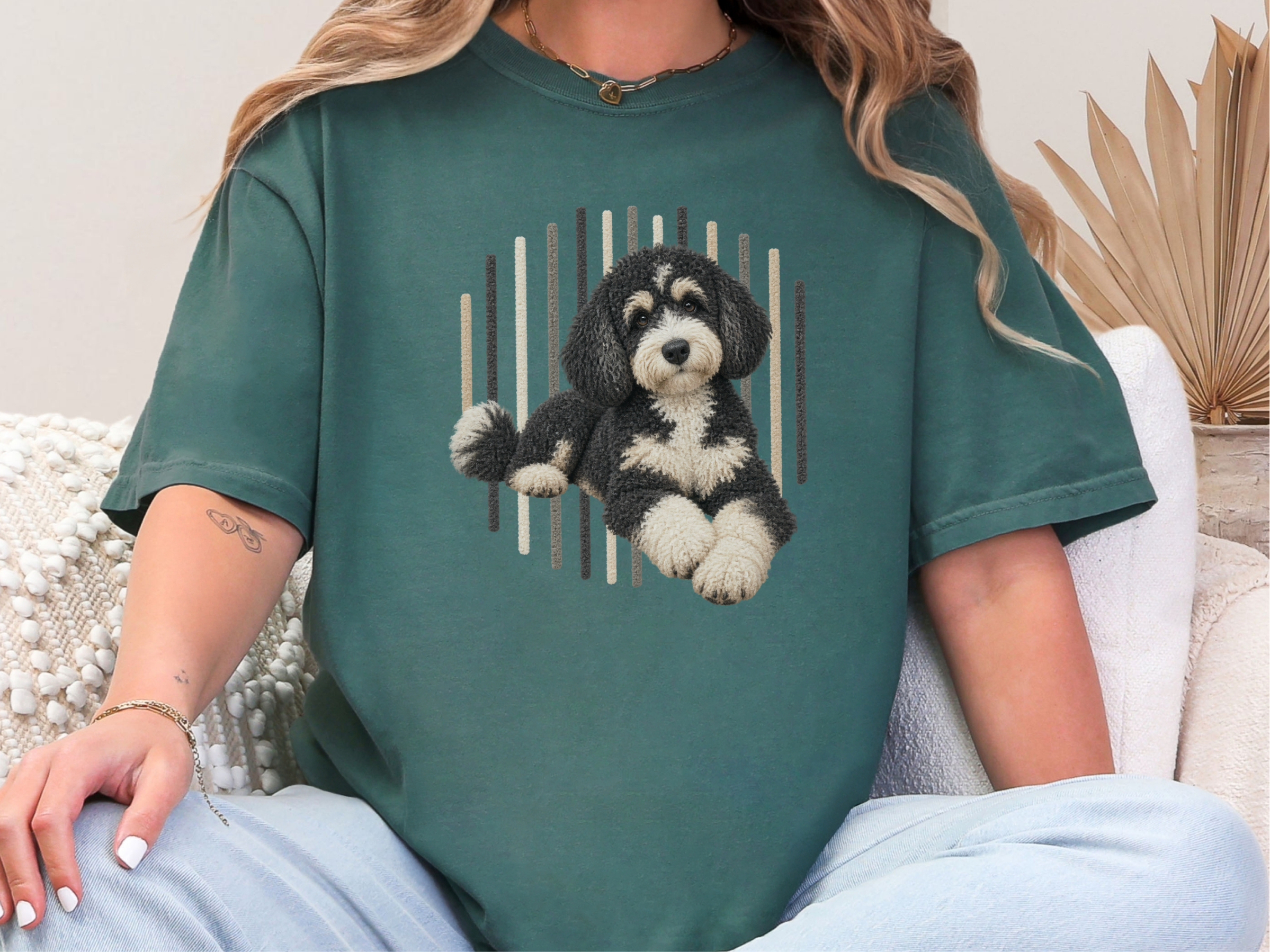 Bernedoodle Dog Fuzzy Vertical Stripes doodle dog shirt - photo 7
