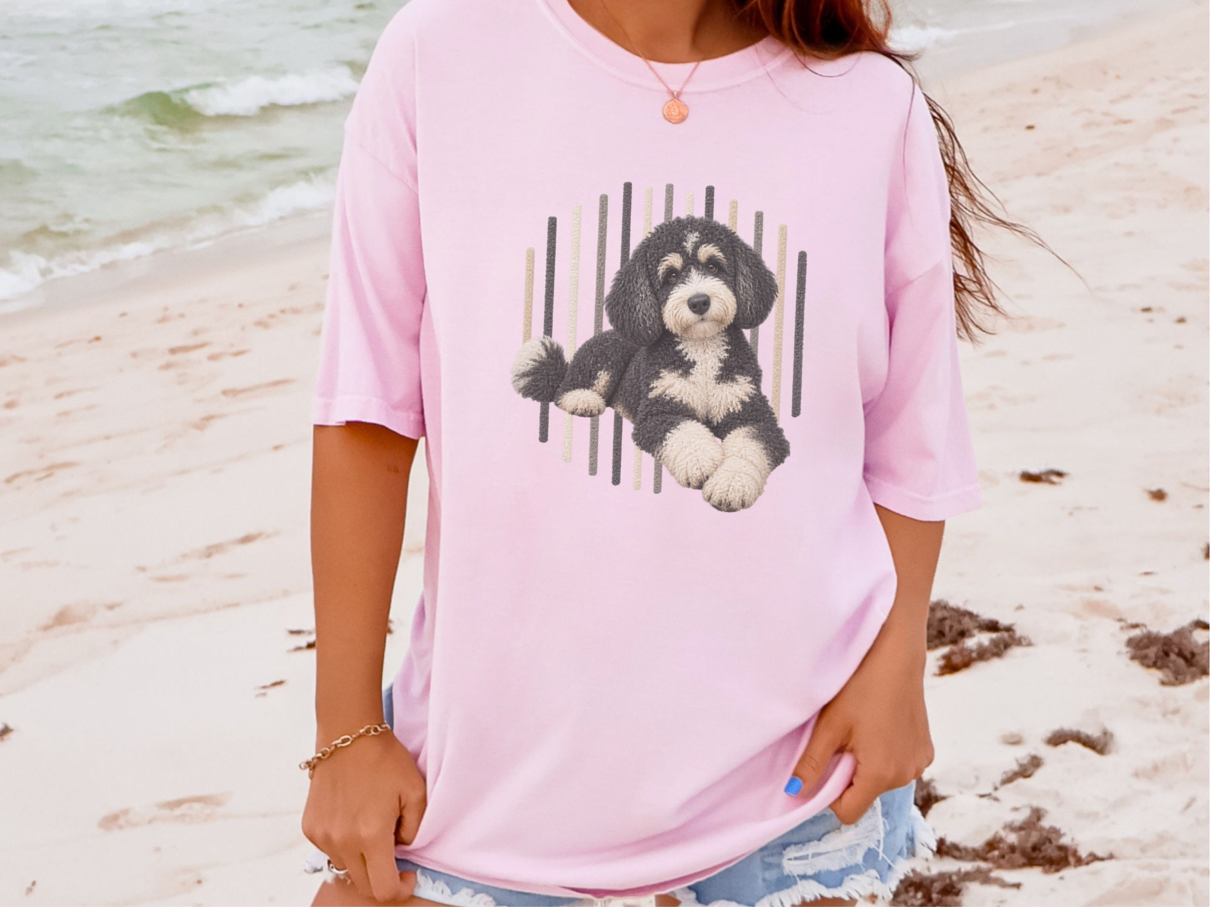 Bernedoodle Dog Fuzzy Vertical Stripes doodle dog shirt - photo 6