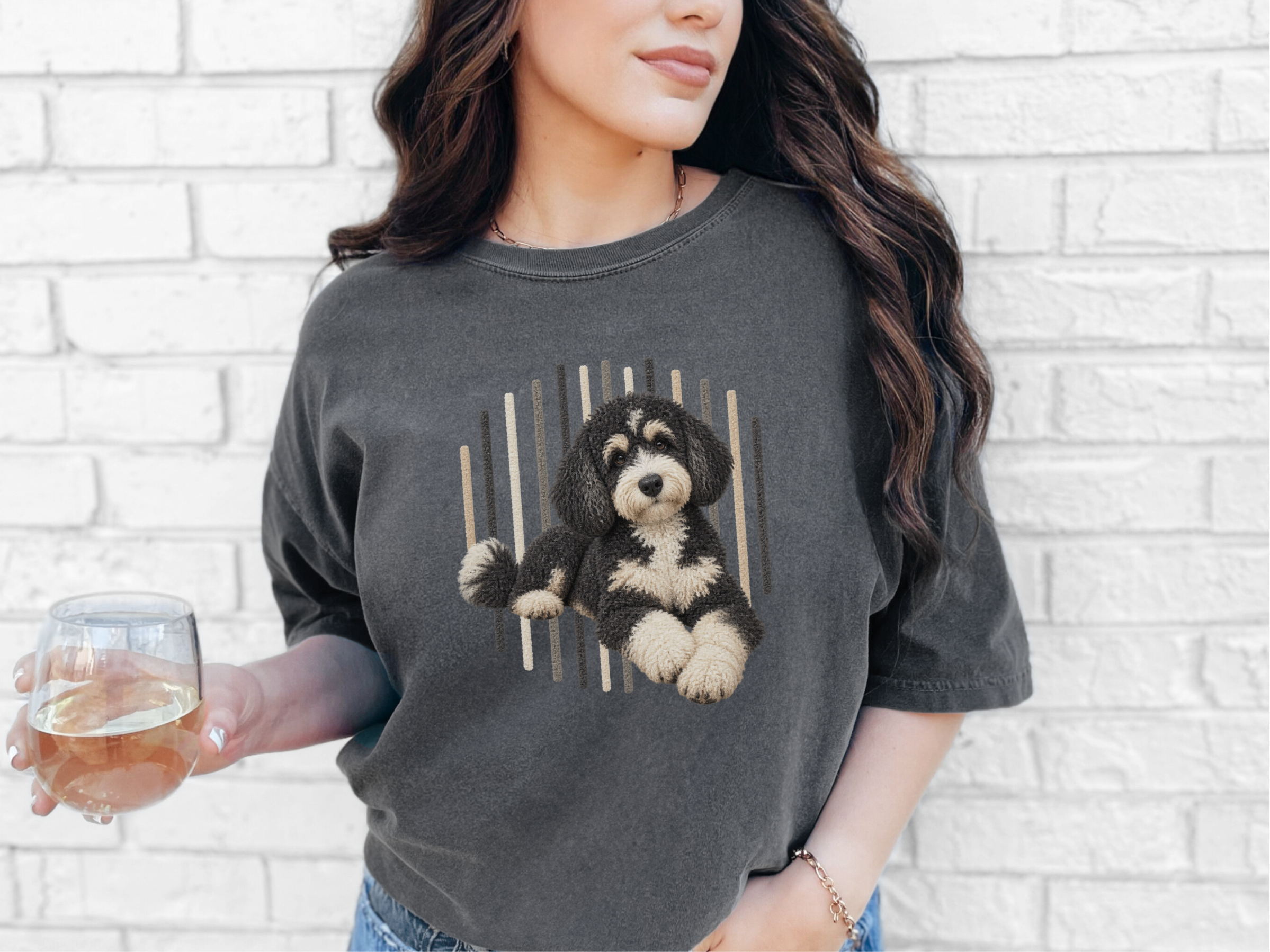 Bernedoodle Dog Fuzzy Vertical Stripes doodle dog shirt - photo 5