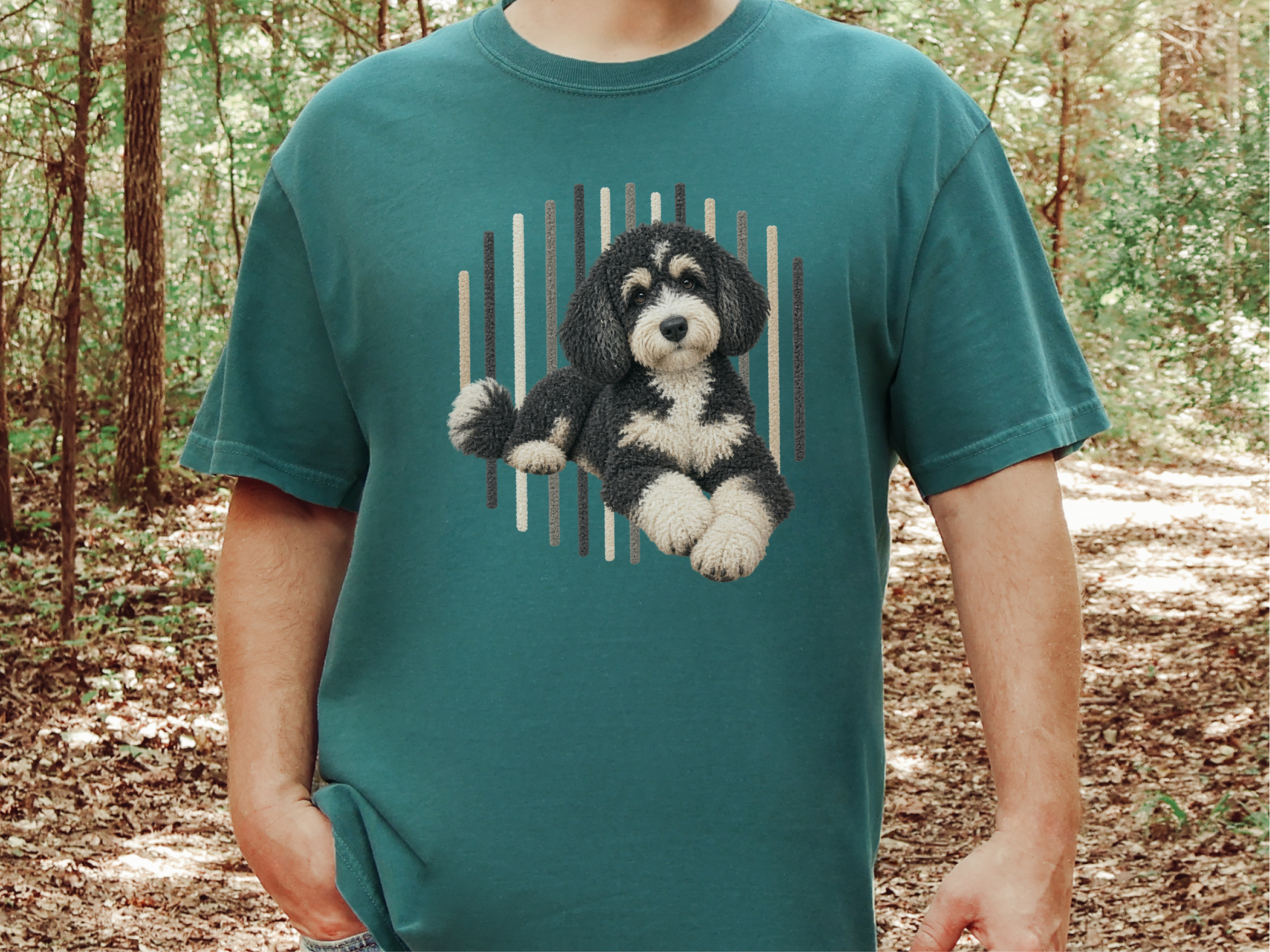 Bernedoodle Dog Fuzzy Vertical Stripes doodle dog shirt - photo 8