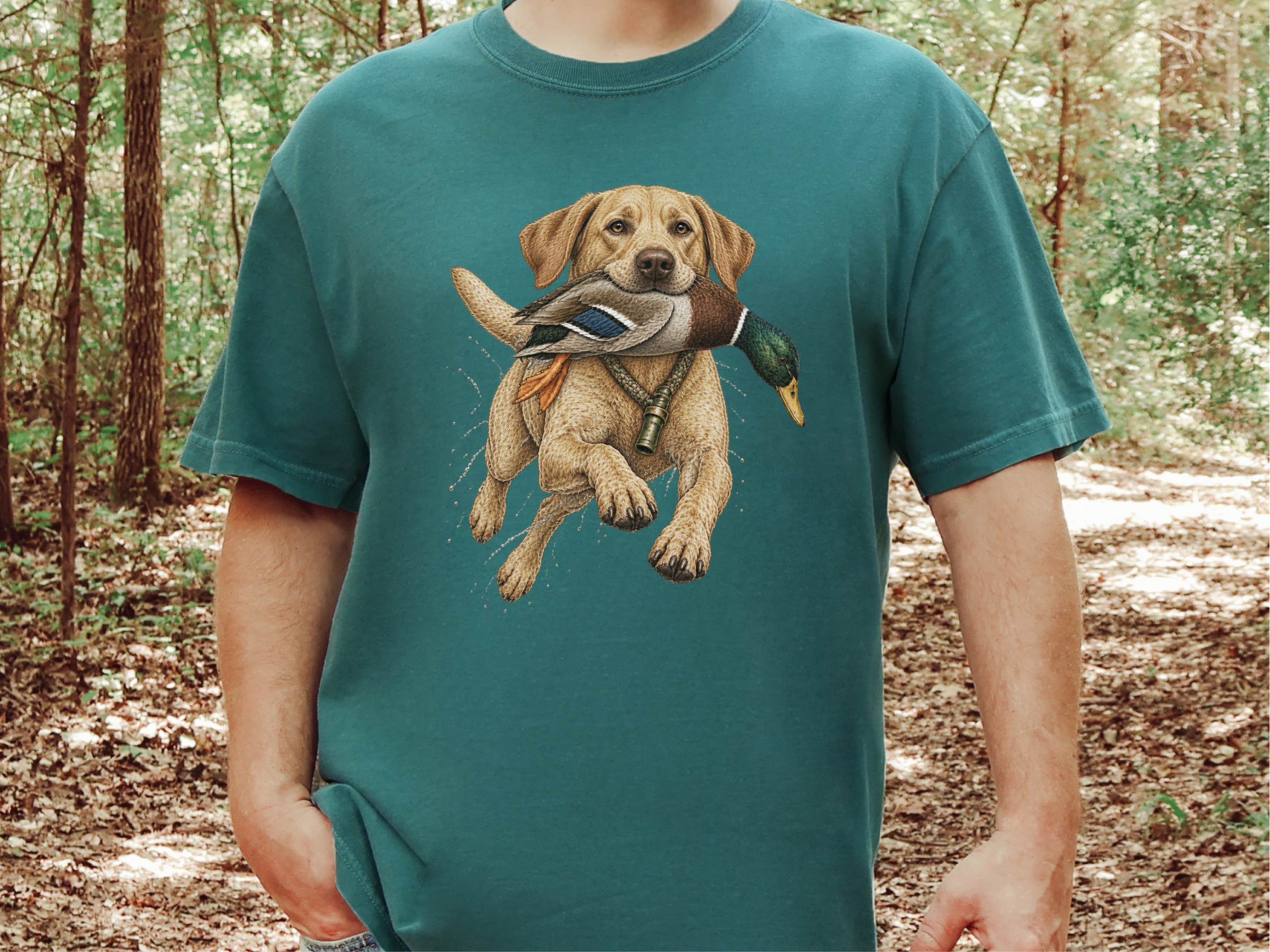 Labrador Retieving Duck Vintage Art doodle dog shirt - photo 8