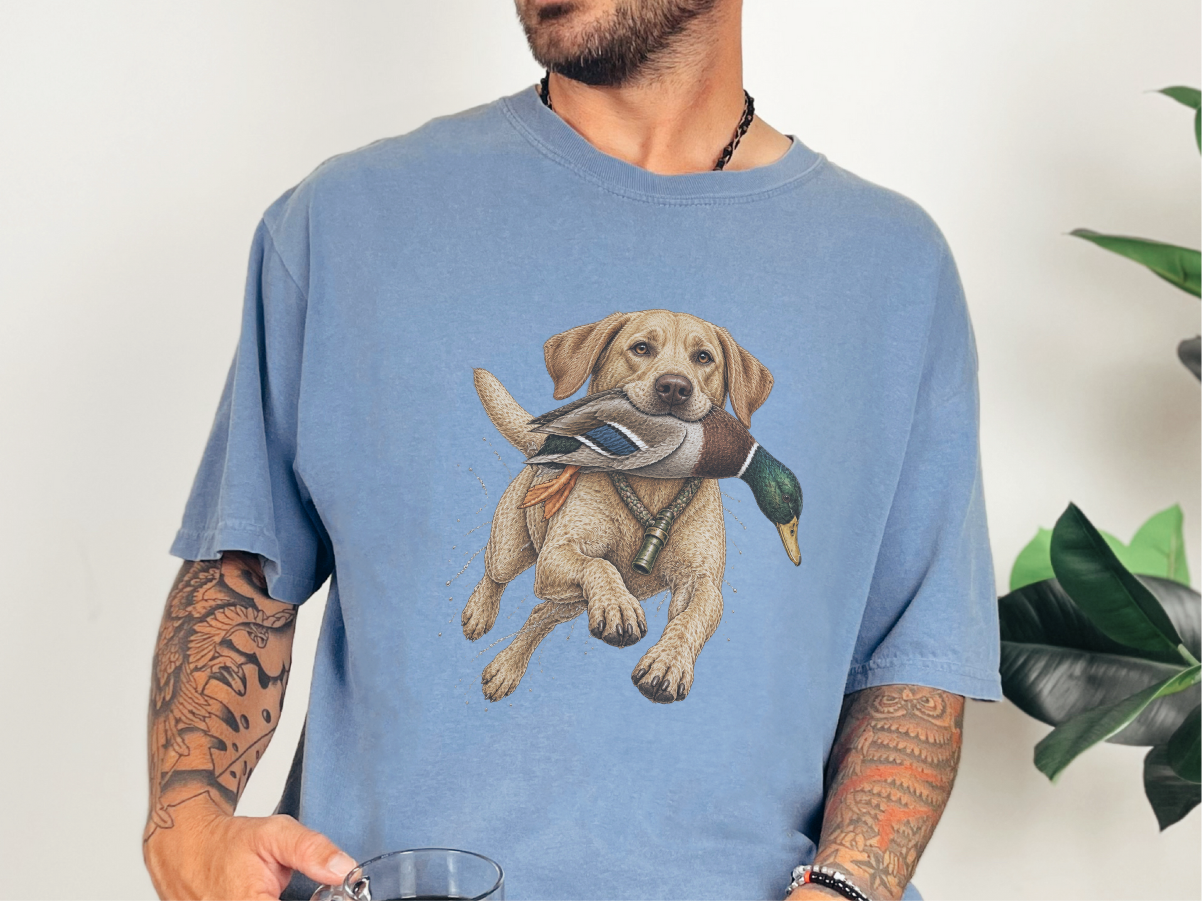 Labrador Retieving Duck Vintage Art doodle dog shirt - photo 5