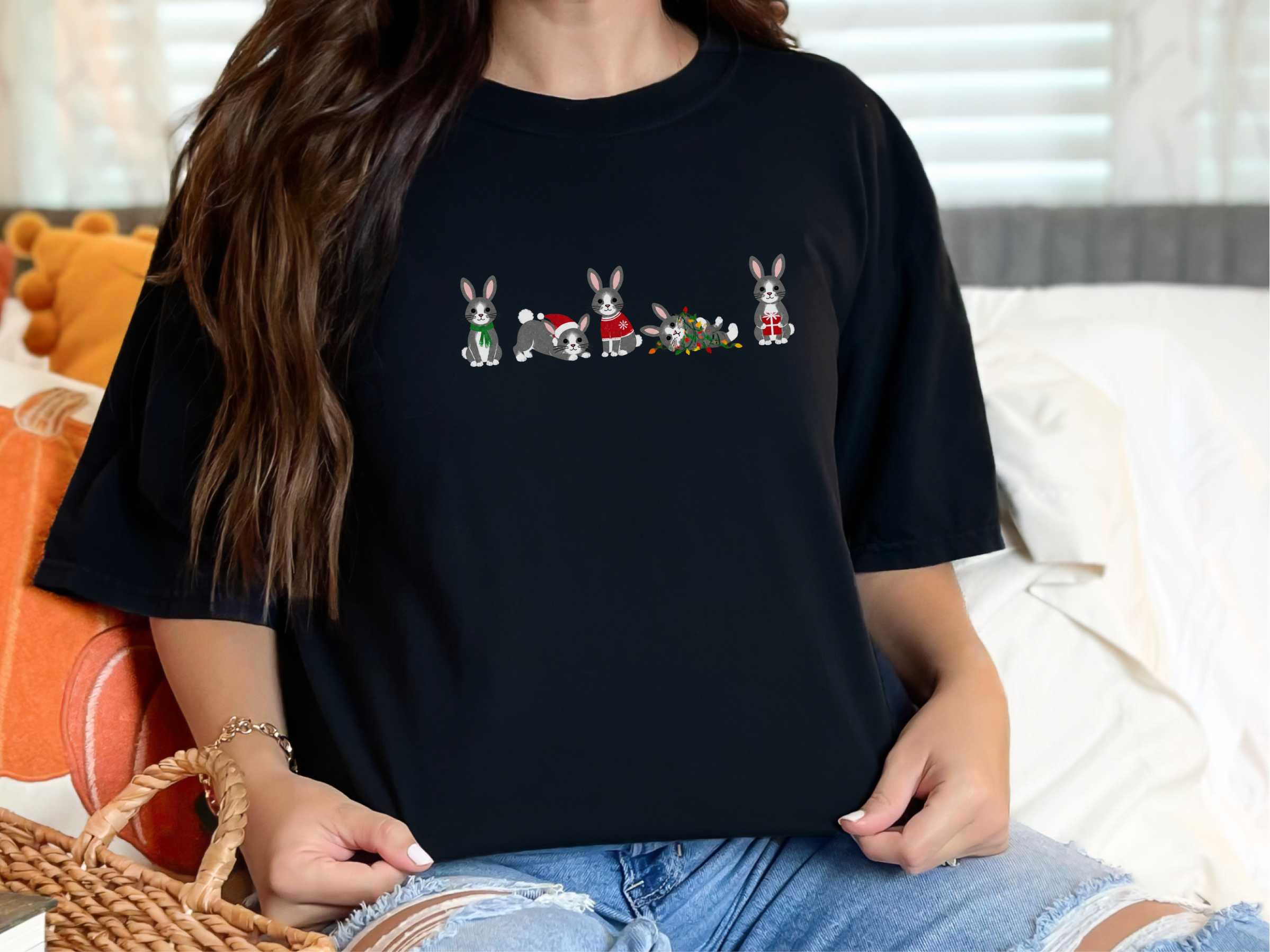 Christmas Bunny Rabbit Lineup funny shirt - photo 2