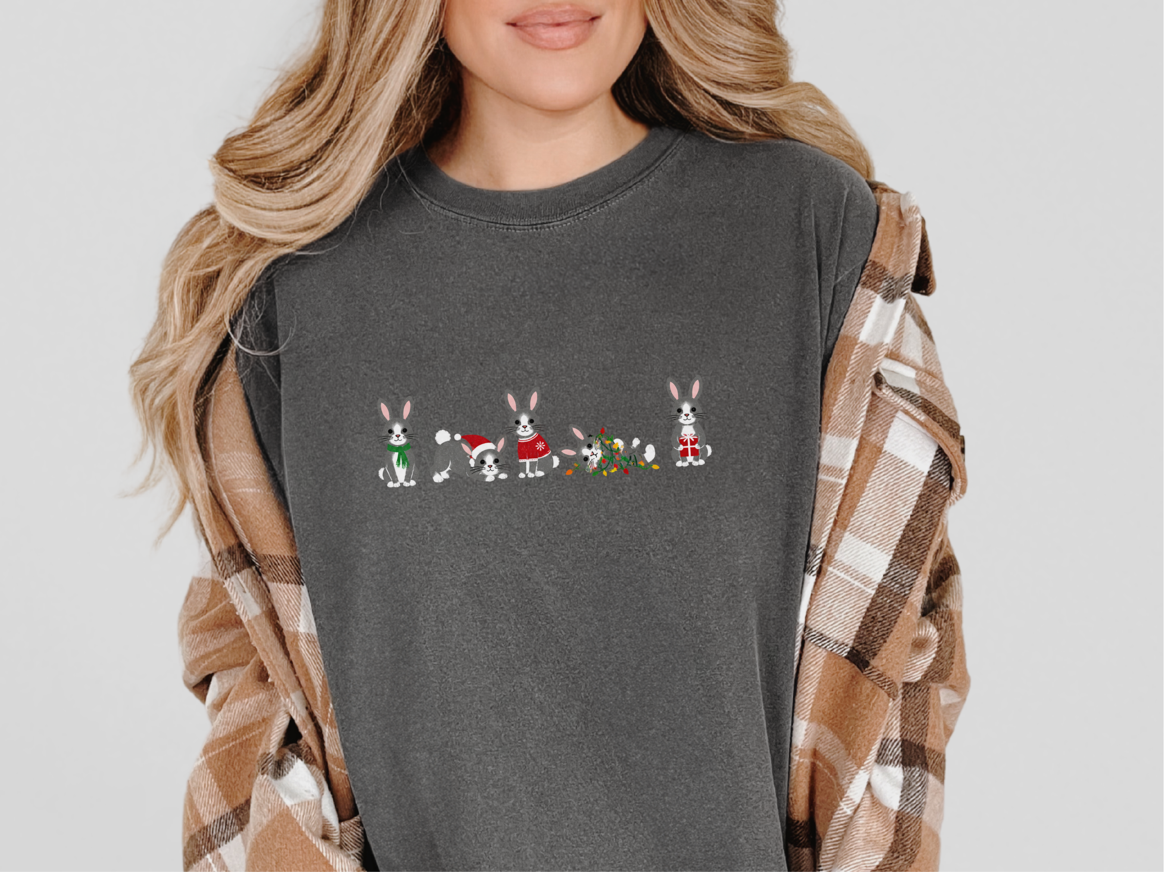 Christmas Bunny Rabbit Lineup funny shirt - photo 4