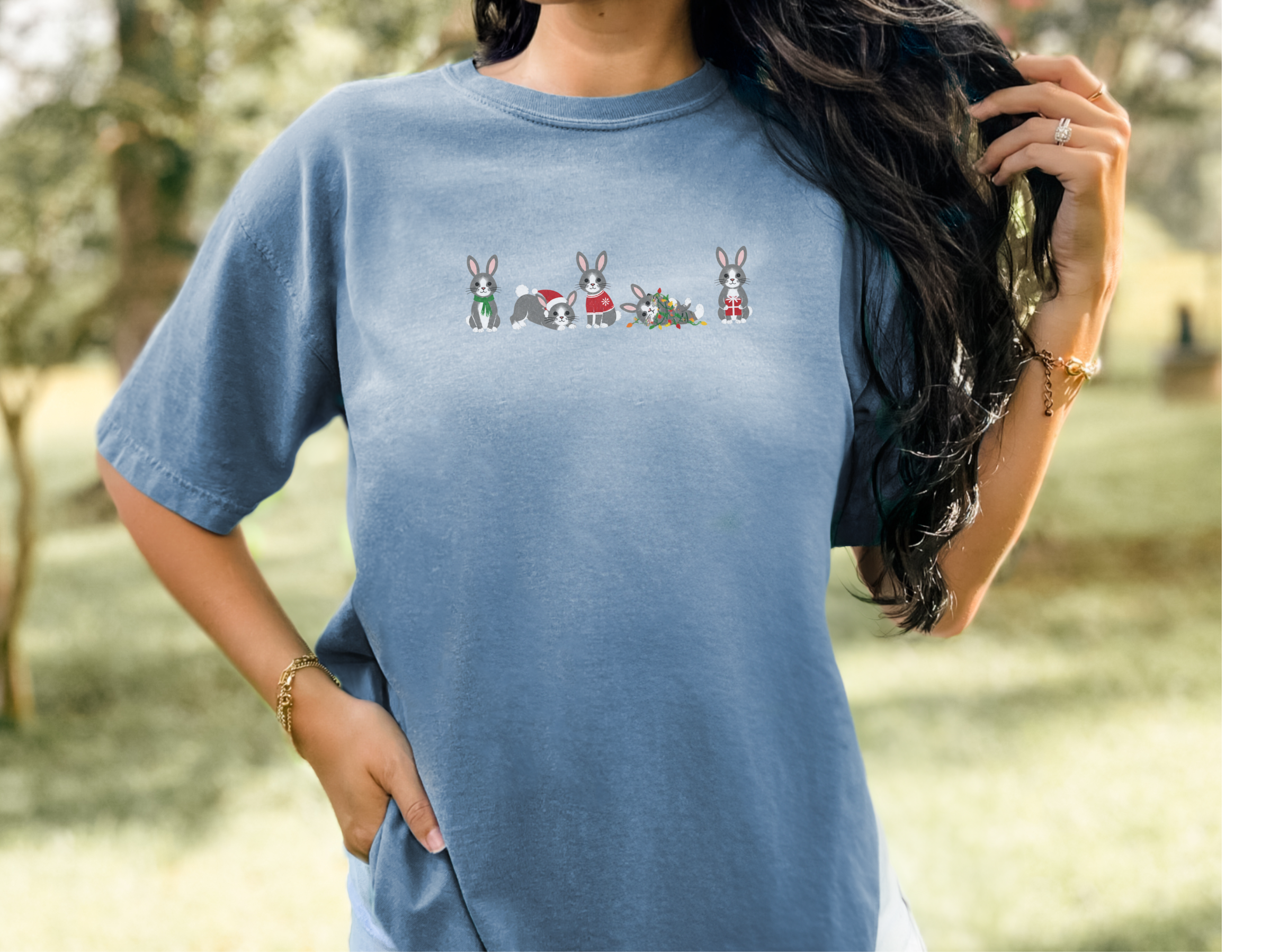 Christmas Bunny Rabbit Lineup funny shirt - photo 7