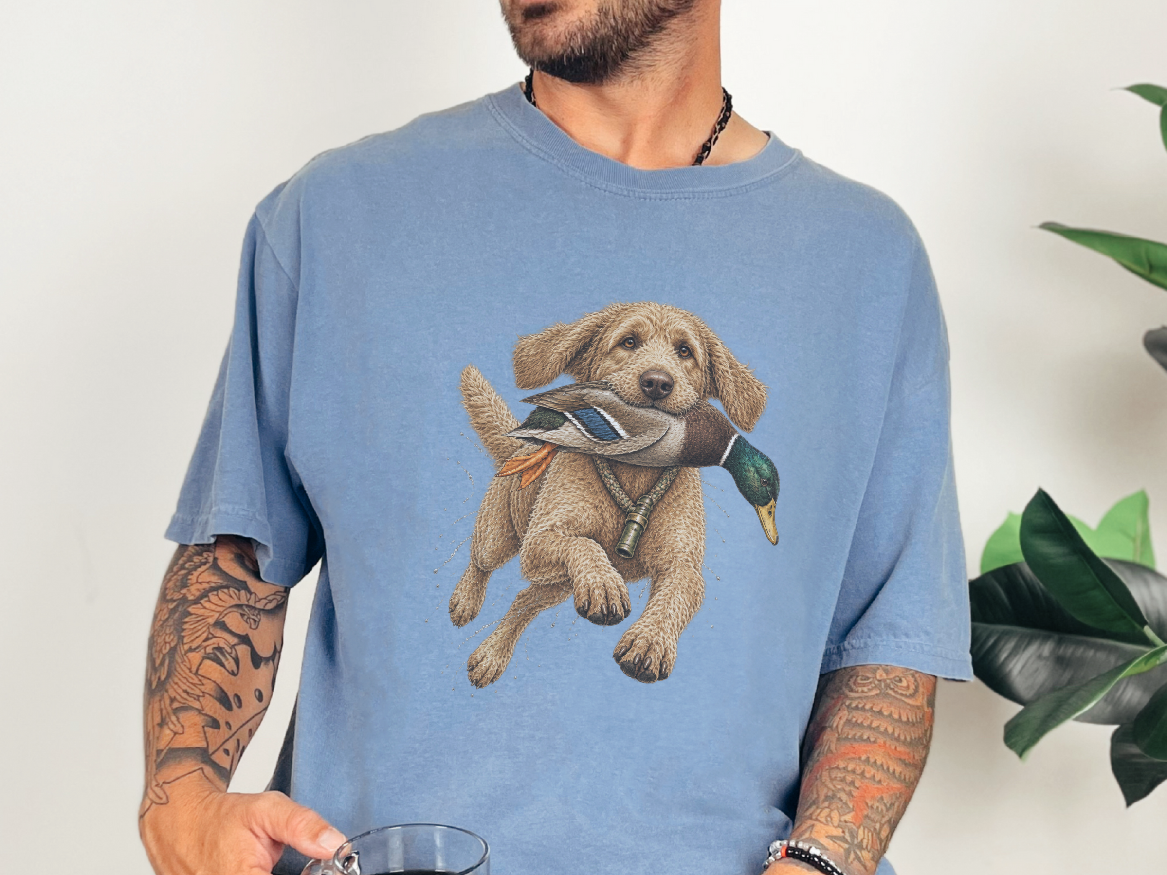 Goldendoodle Holding Mallard Duck doodle dog shirt - photo 4