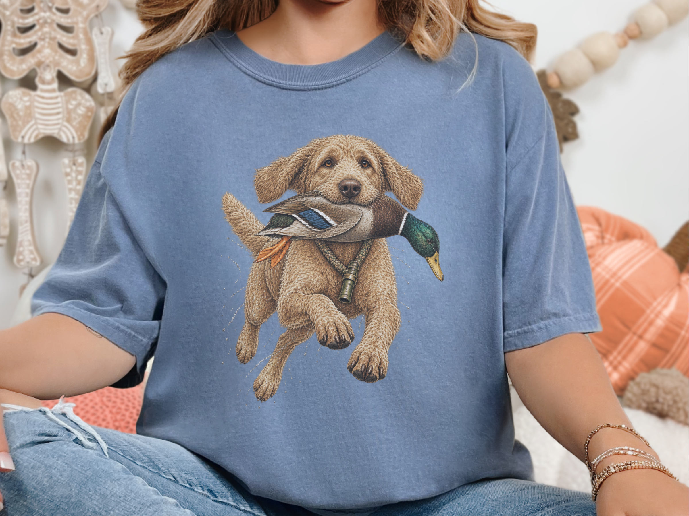 Goldendoodle Holding Mallard Duck doodle dog shirt - photo 5