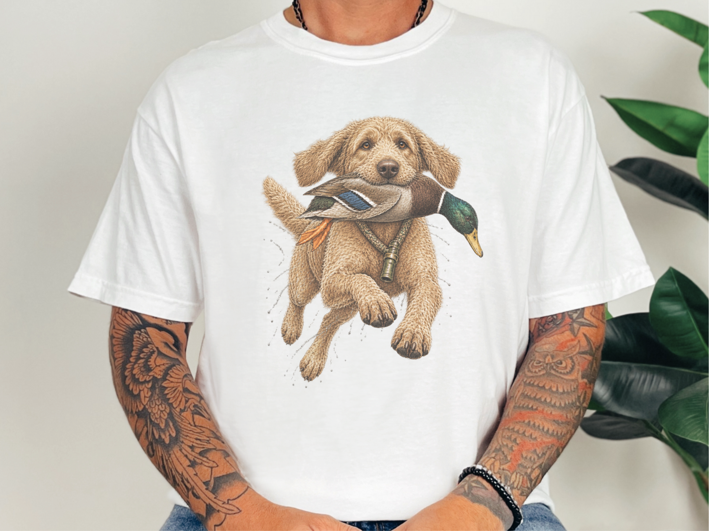 Goldendoodle Holding Mallard Duck doodle dog shirt - photo 1
