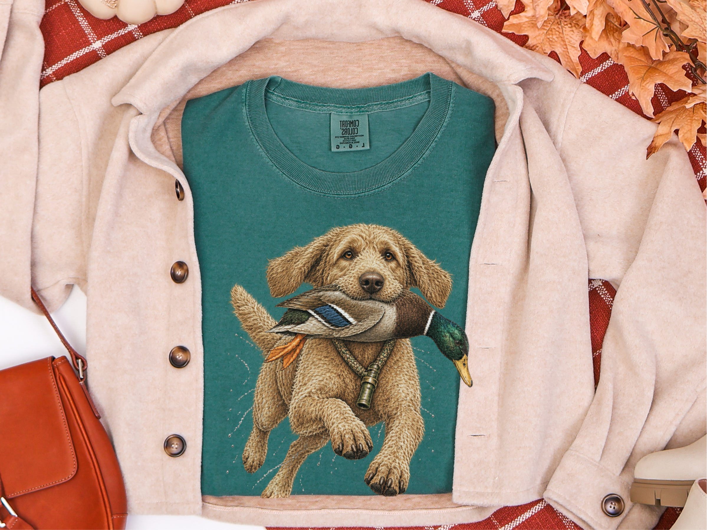 Goldendoodle Holding Mallard Duck doodle dog shirt - photo 8