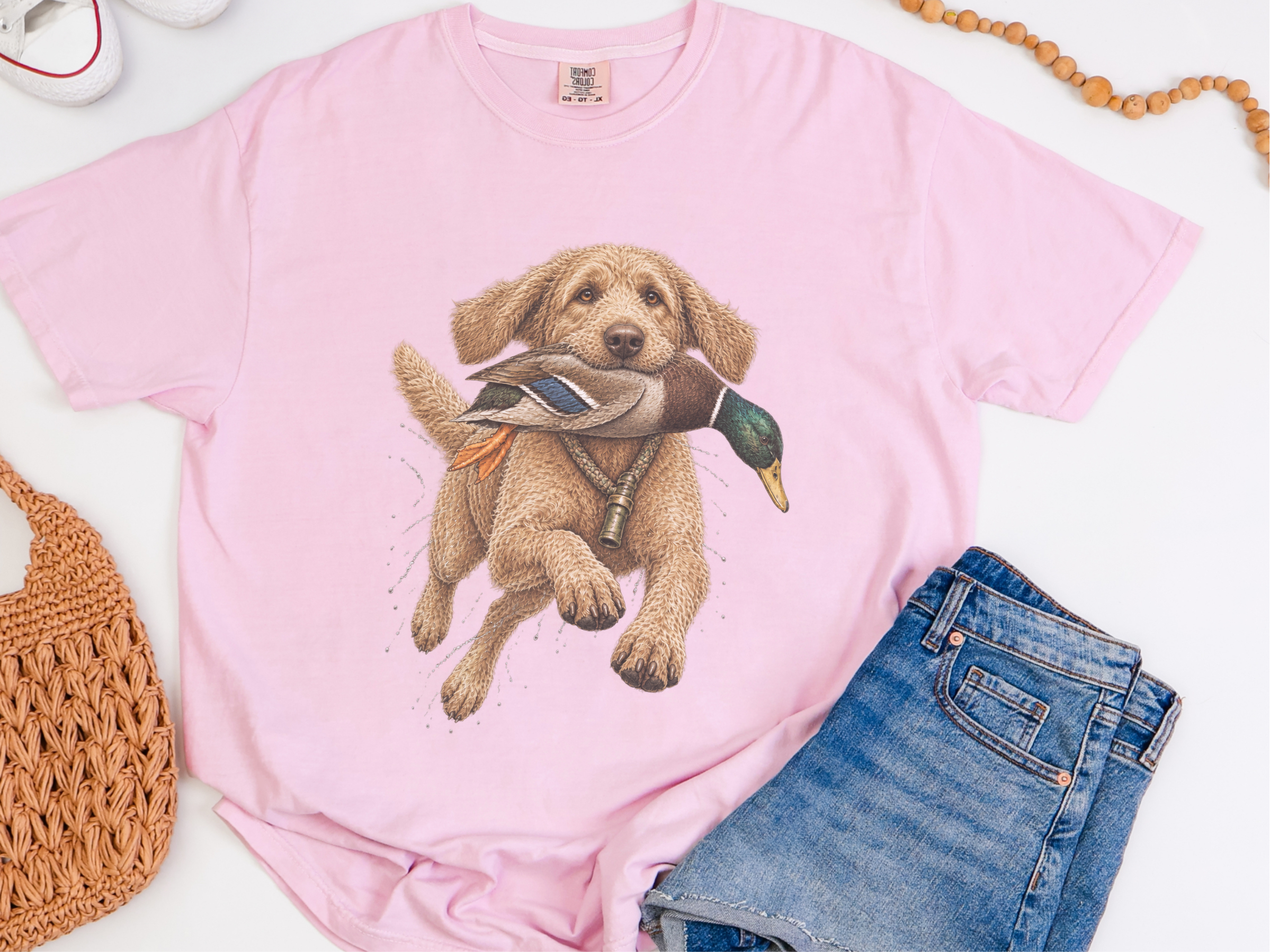 Goldendoodle Holding Mallard Duck doodle dog shirt - photo 3