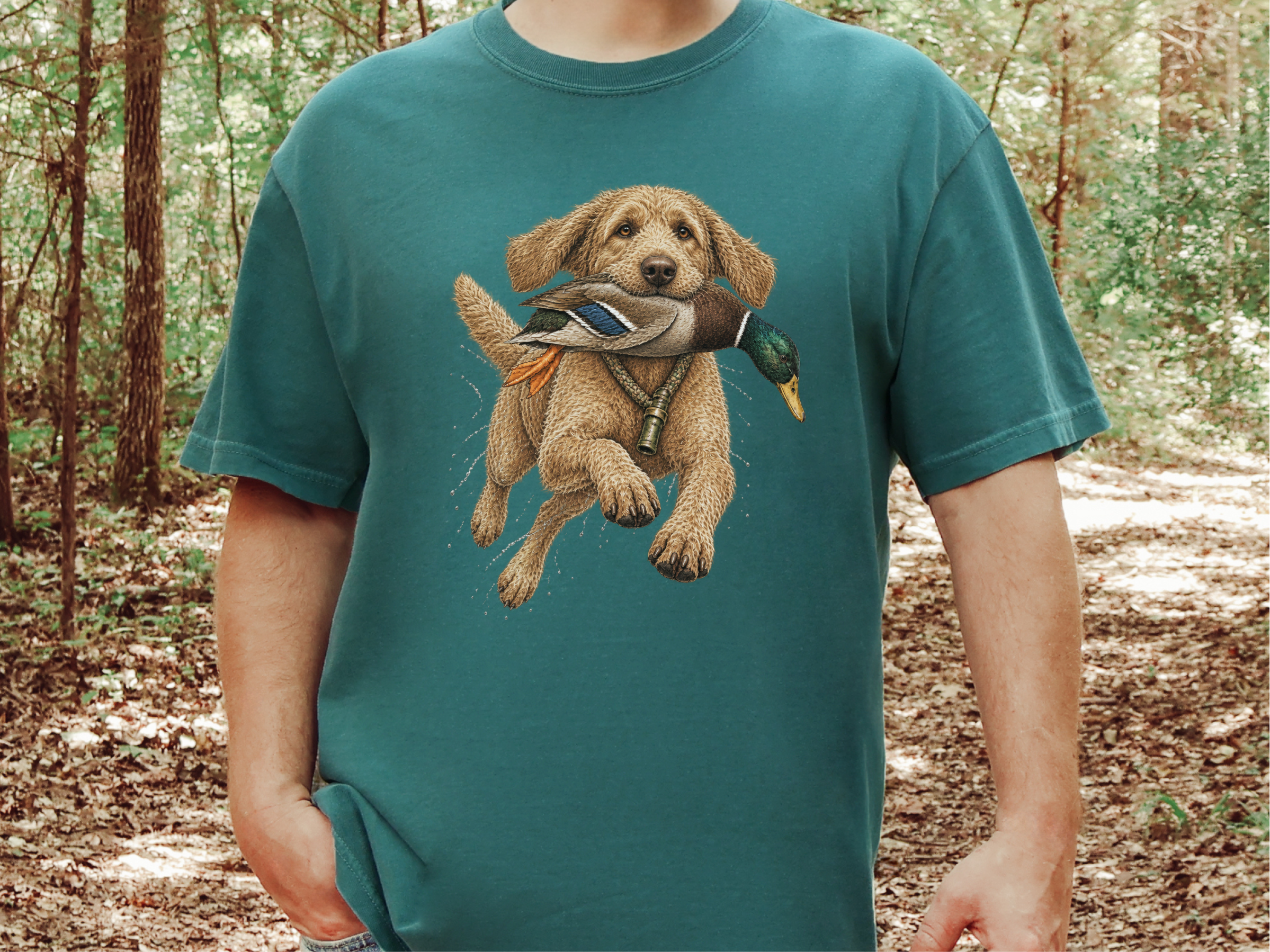 Goldendoodle Holding Mallard Duck doodle dog shirt - photo 7