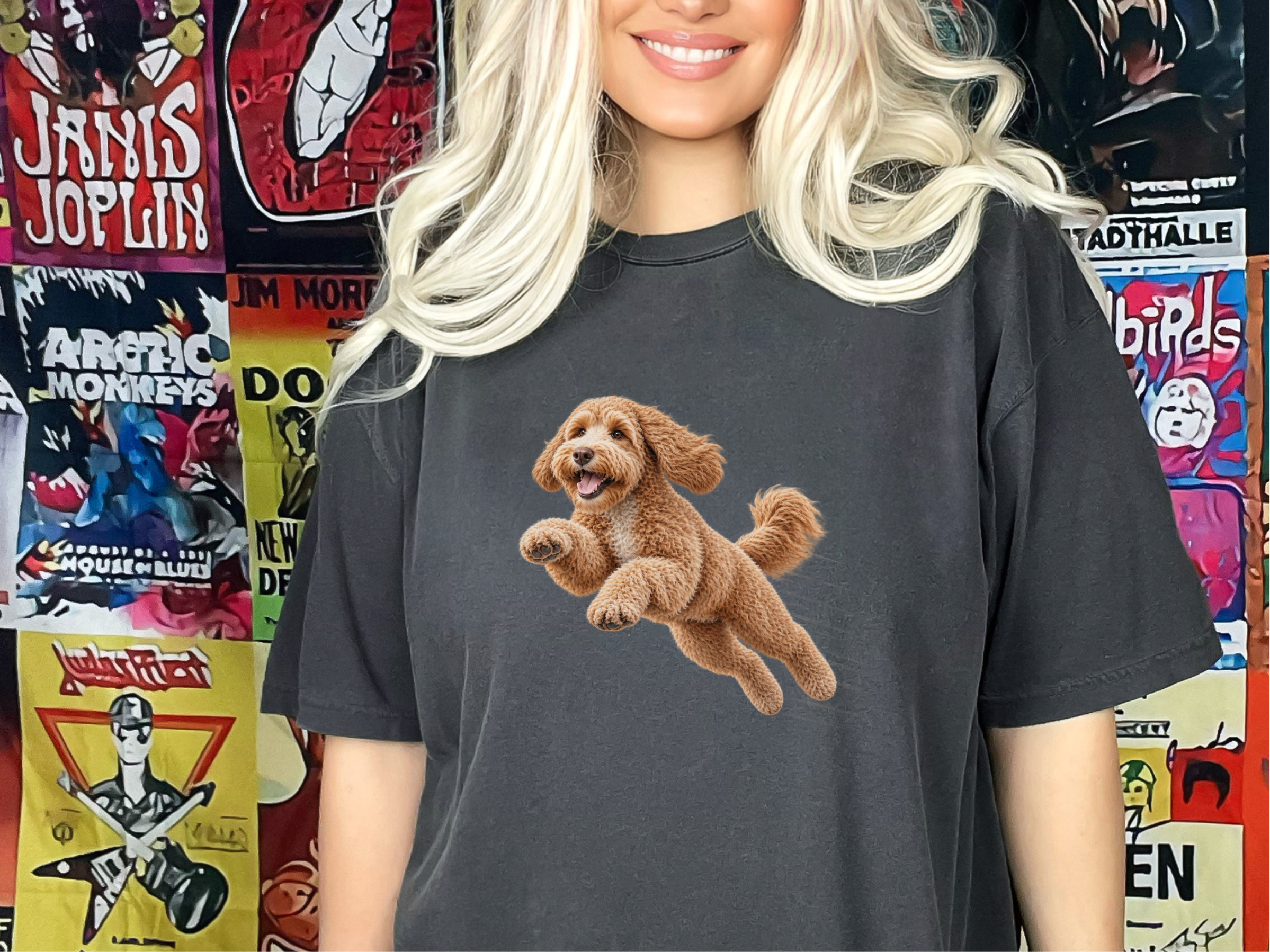 Running Labradoodle Speed Lines doodle dog shirt - photo 4