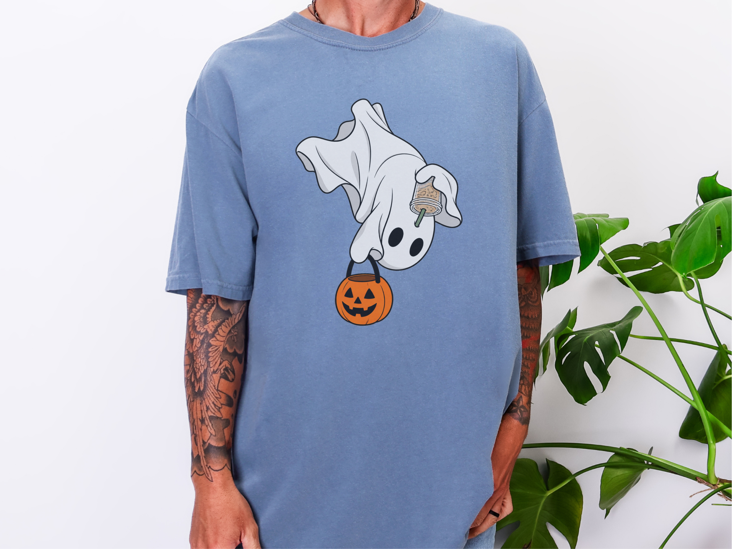 Flying Ghost Coffee Pumpkin Bucket funny shirt - photo 7