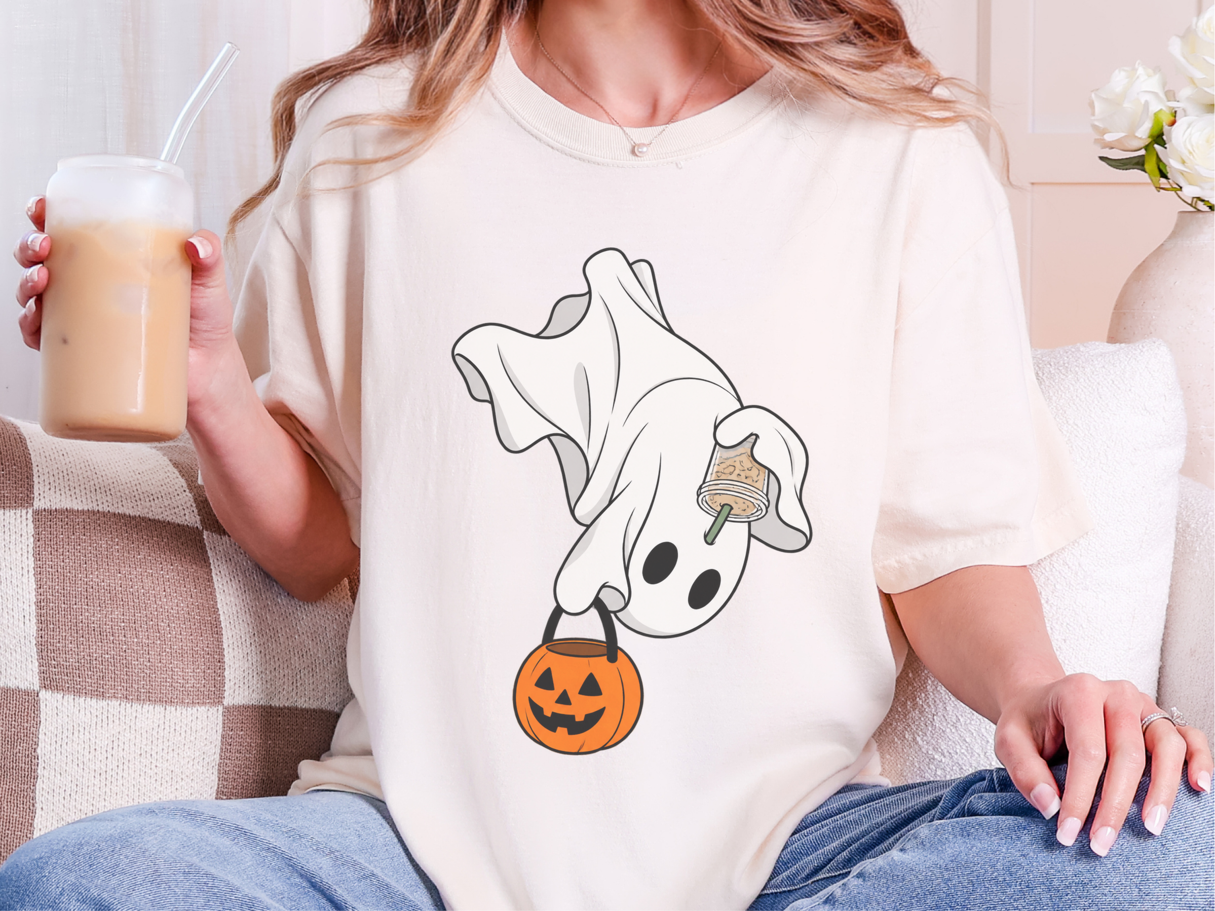 Flying Ghost Coffee Pumpkin Bucket funny shirt - photo 8