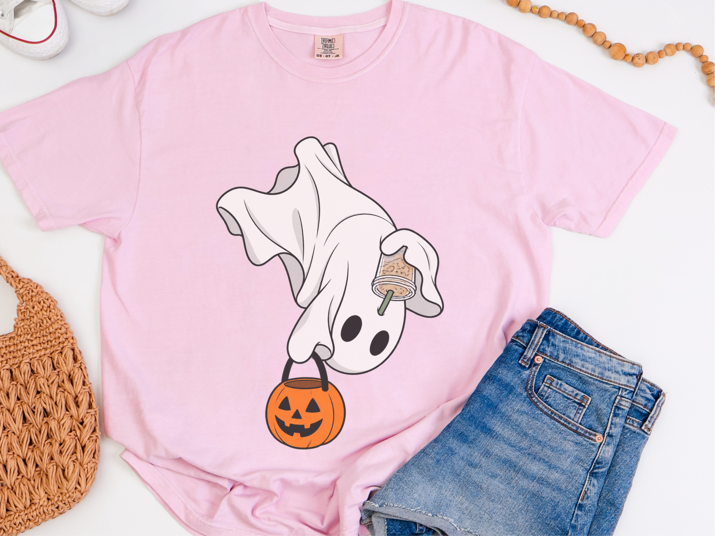 Flying Ghost Coffee Pumpkin Bucket funny shirt - photo 5