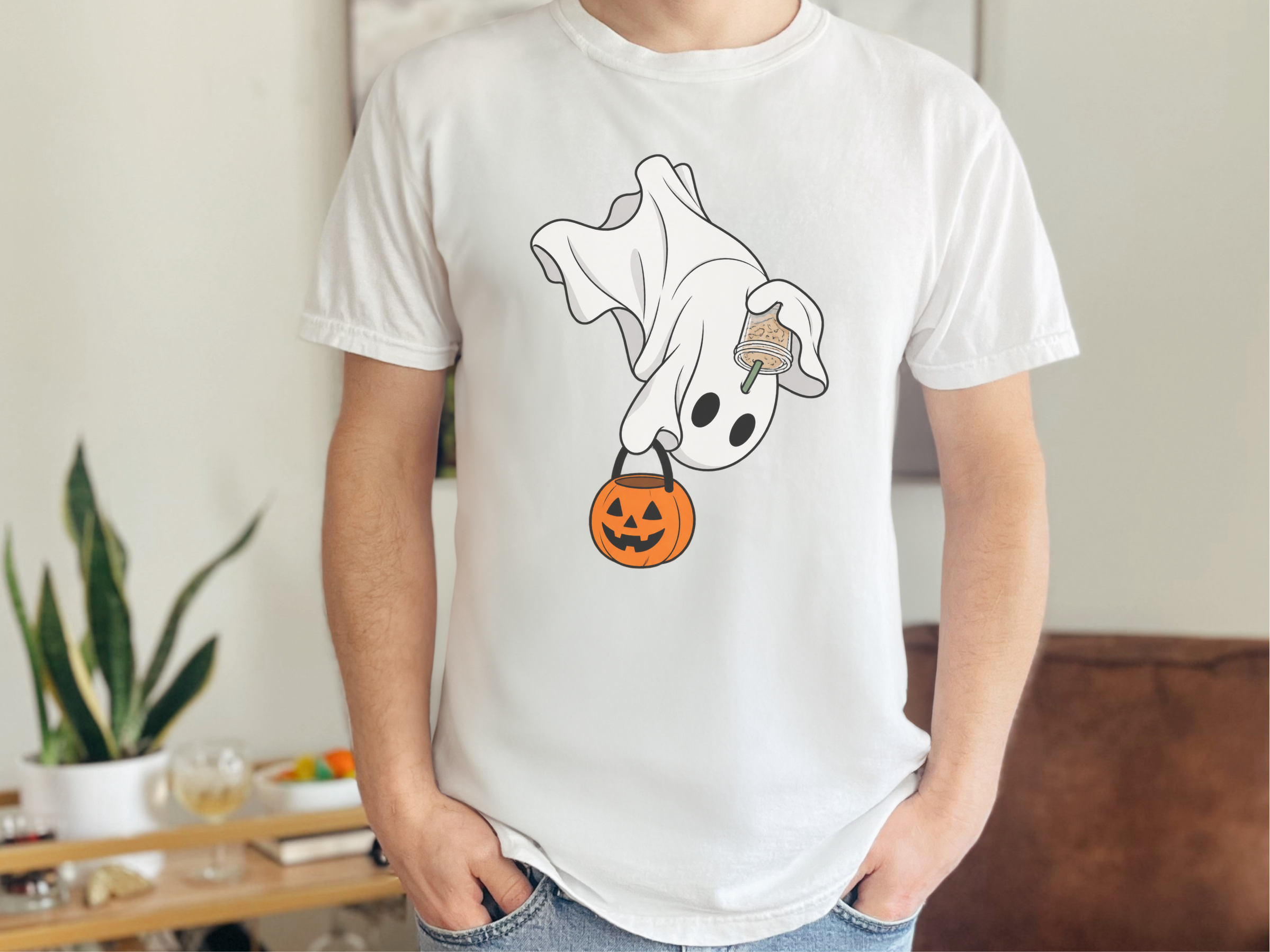 Flying Ghost Coffee Pumpkin Bucket funny shirt - photo 1