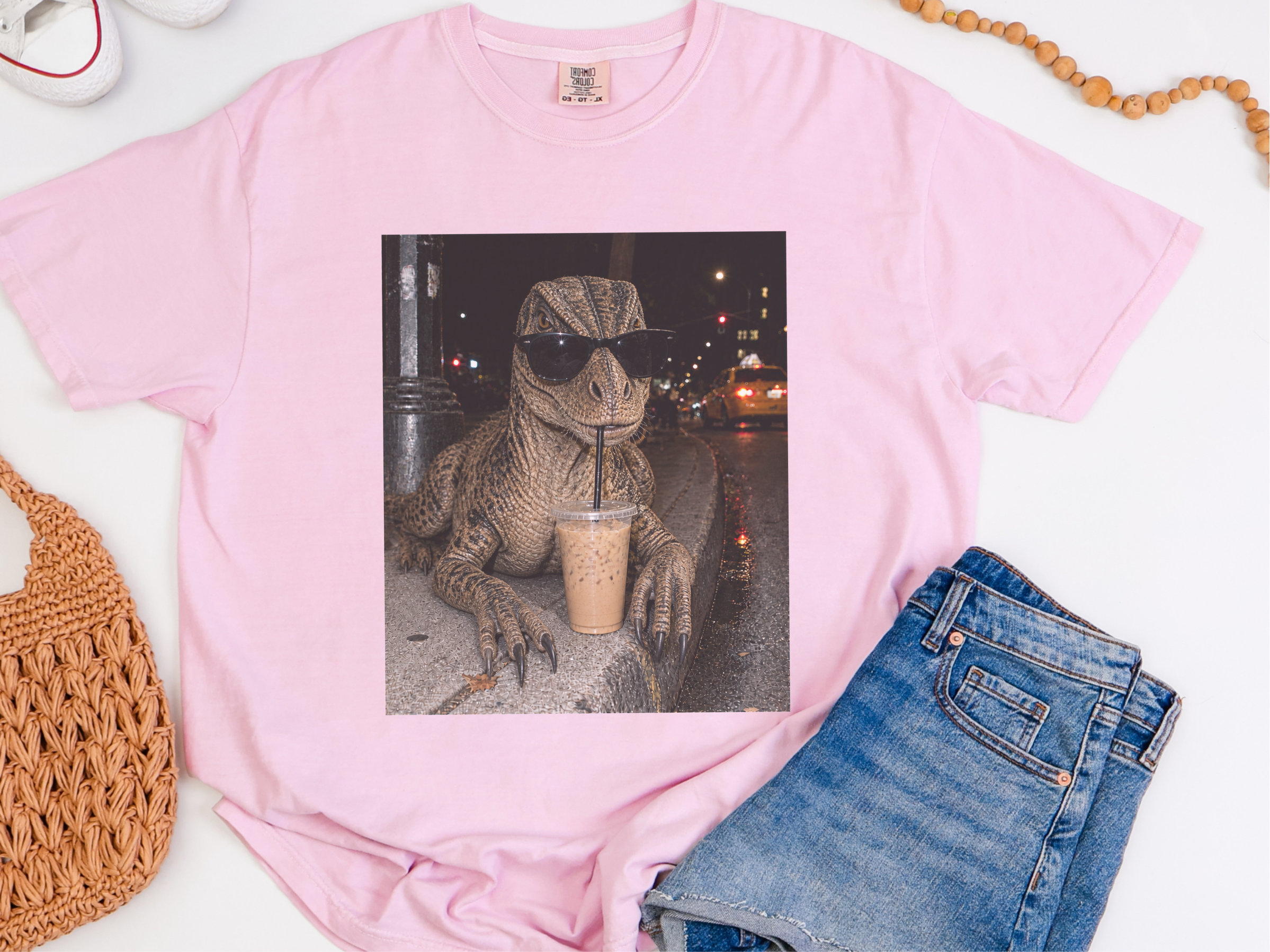 Dinosaur Drinking Iced Coffee funny shirt - photo 4