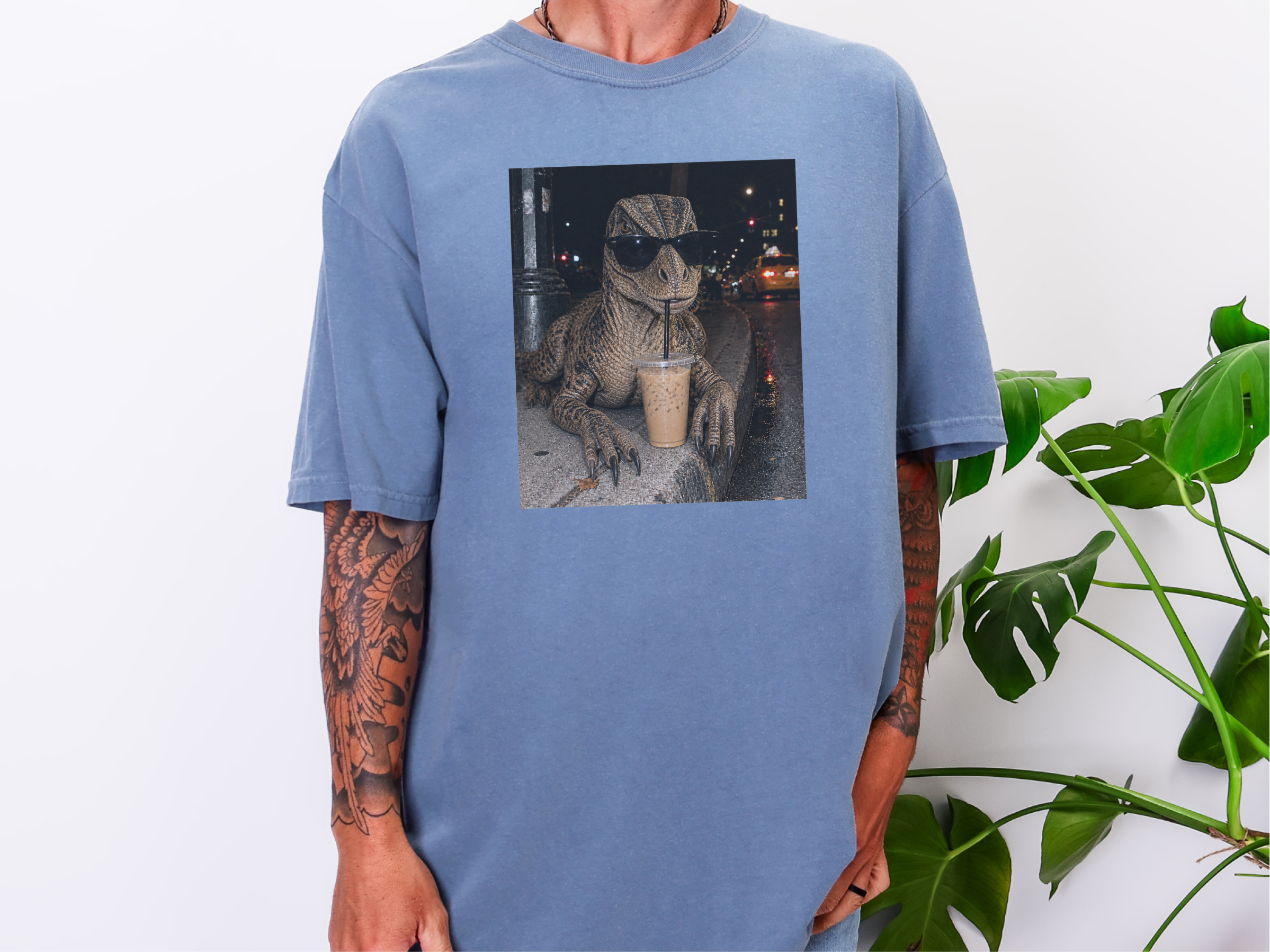 Dinosaur Drinking Iced Coffee funny shirt - photo 7