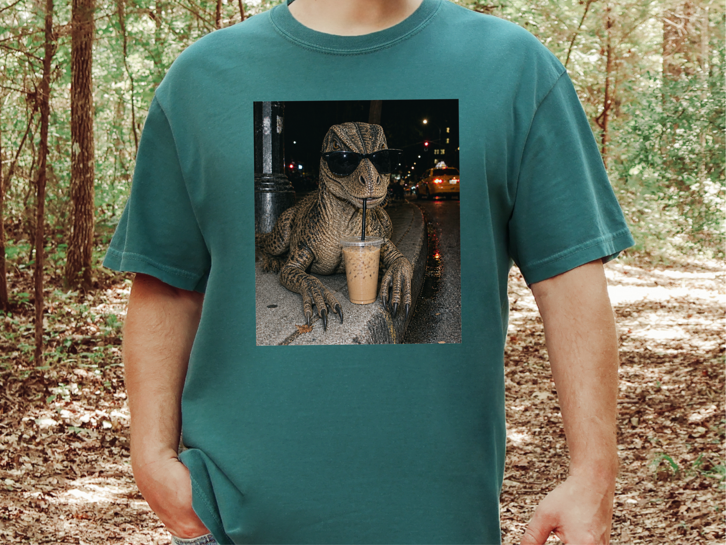 Dinosaur Drinking Iced Coffee funny shirt - photo 8