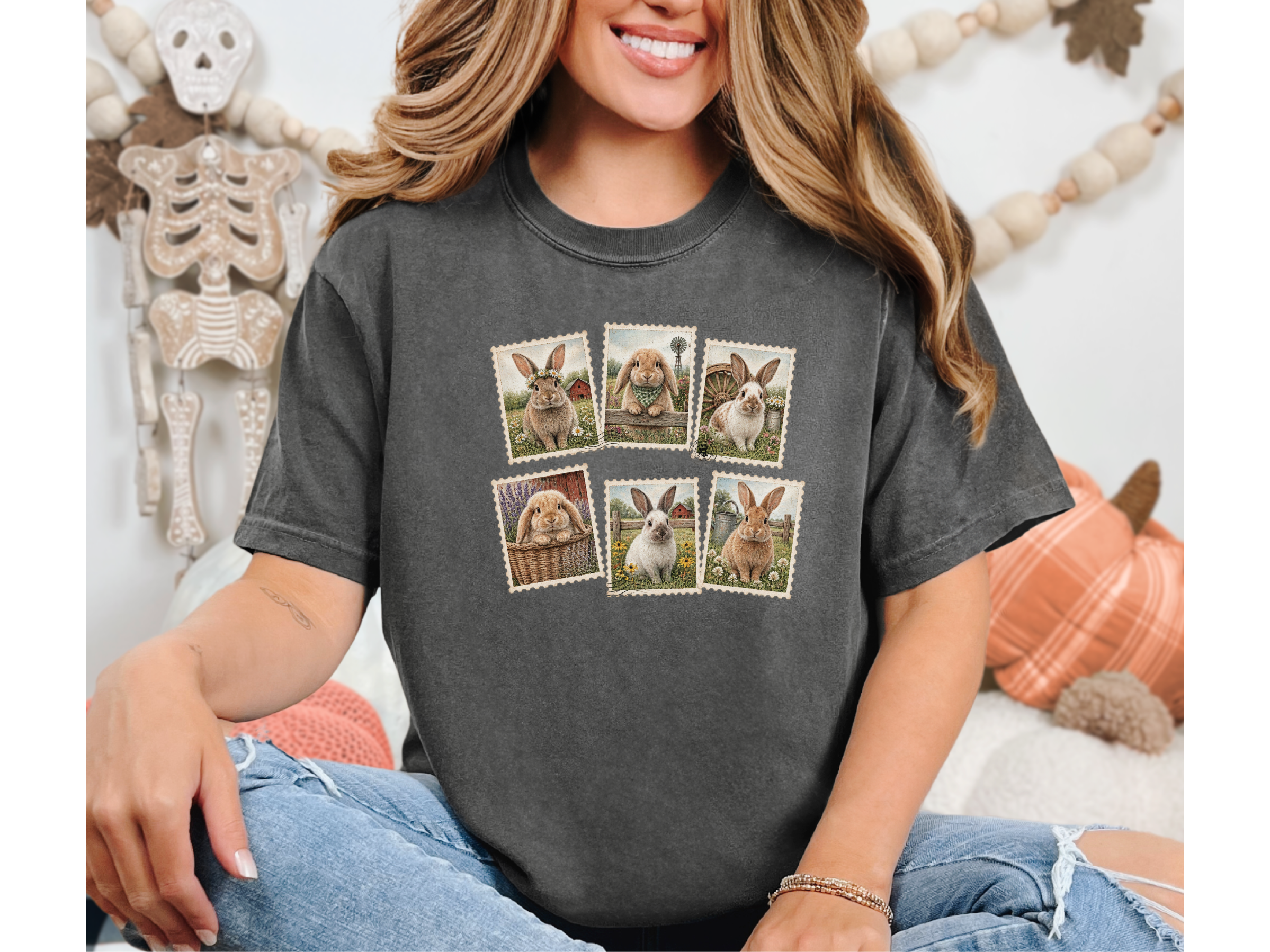 Vintage Bunny Postage Stamps funny shirt - photo 5