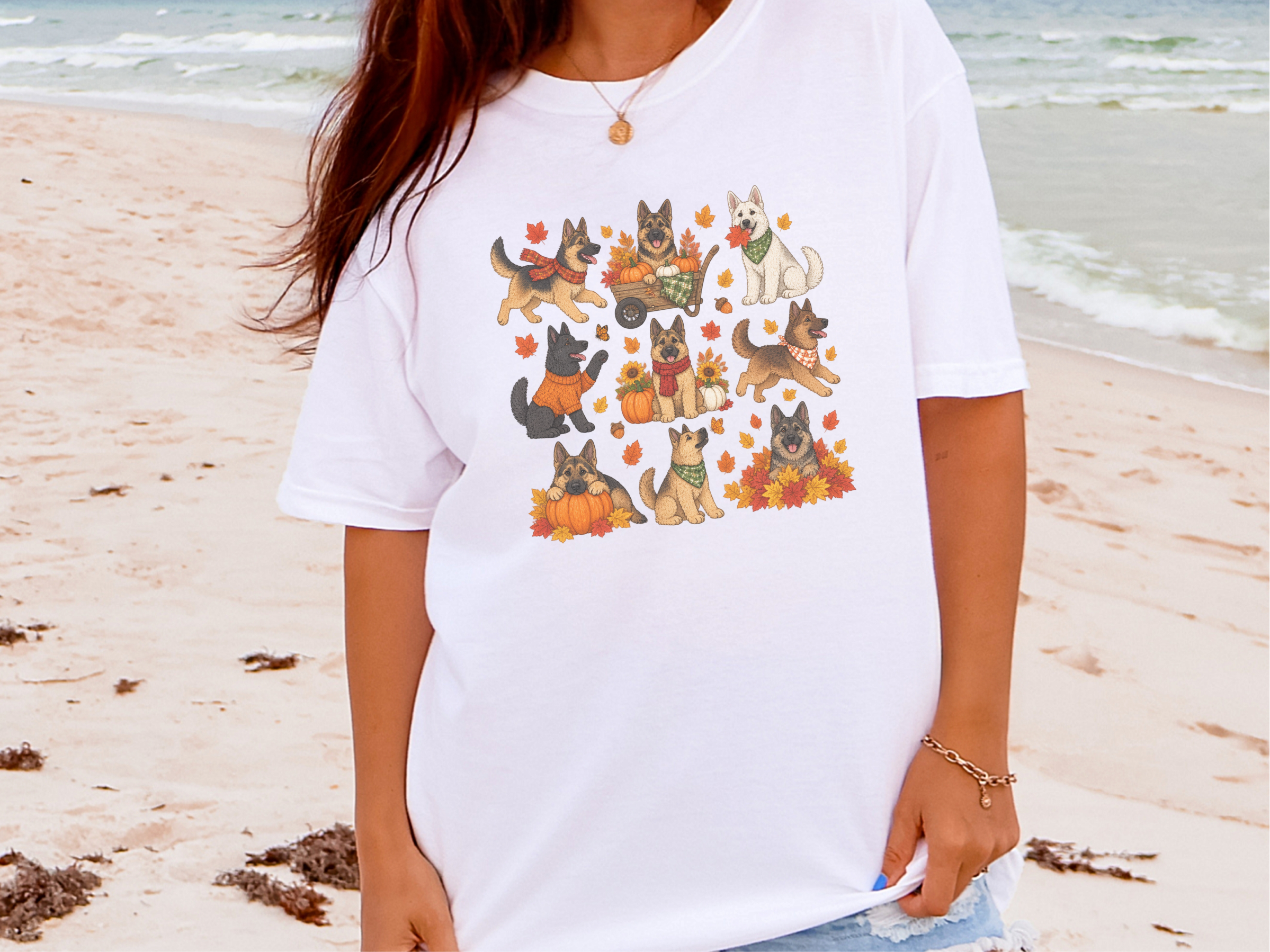 German Shepherd Fall Activities doodle dog shirt - photo 3