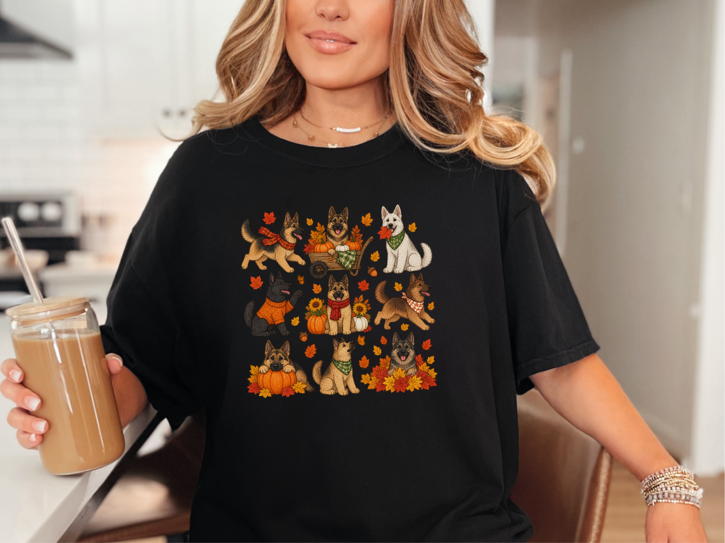 German Shepherd Fall Activities doodle dog shirt - photo 4