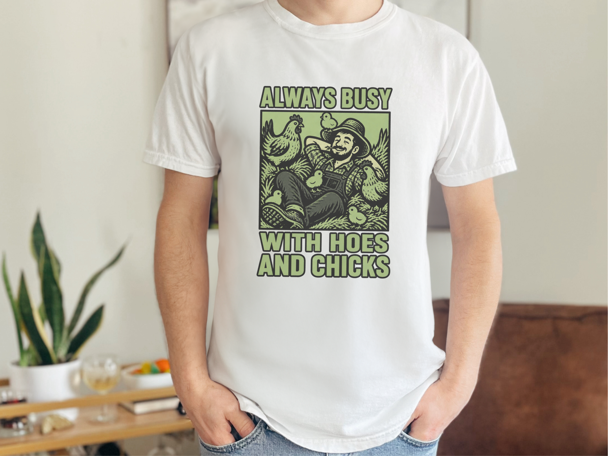 Farmer With Hoes And Chicks funny shirt - photo 1