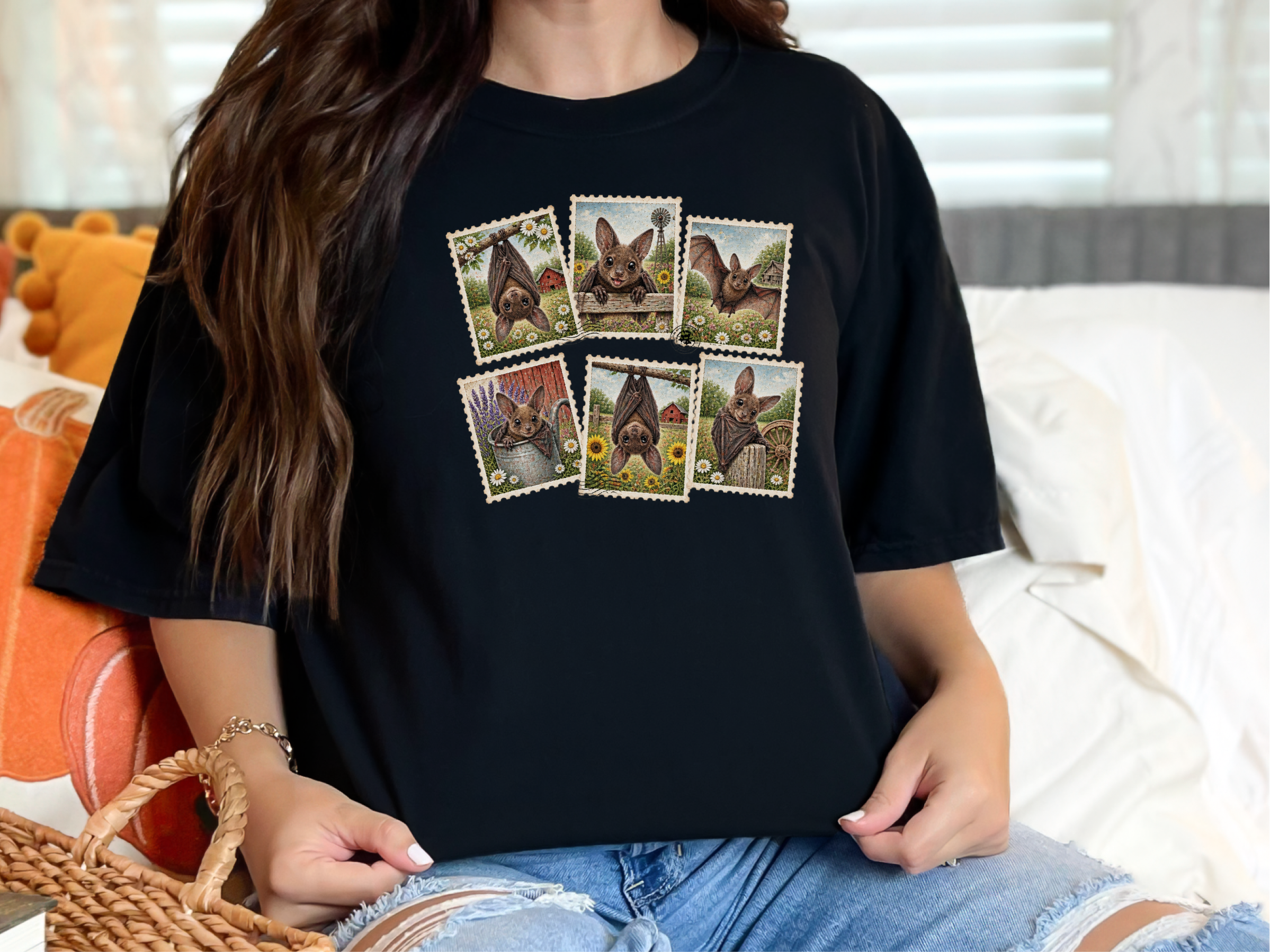Cute Country Bat Postage Stamps funny shirt - photo 3