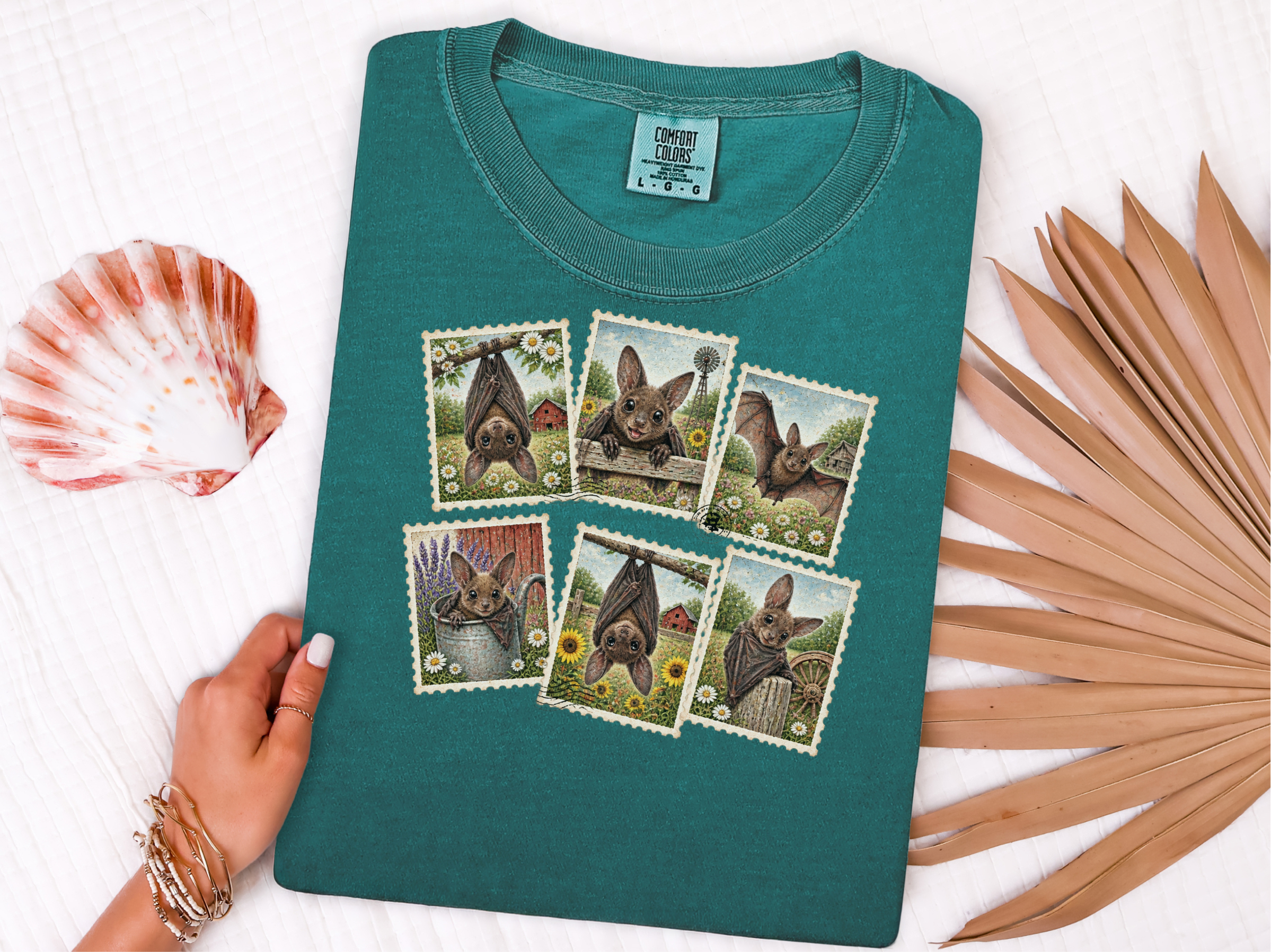 Cute Country Bat Postage Stamps funny shirt - photo 8