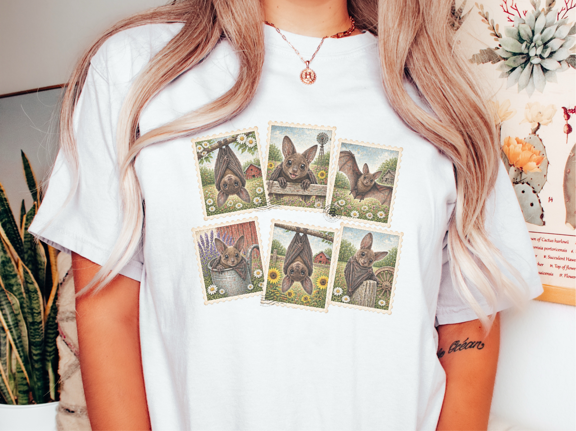 Cute Country Bat Postage Stamps funny shirt - photo 1