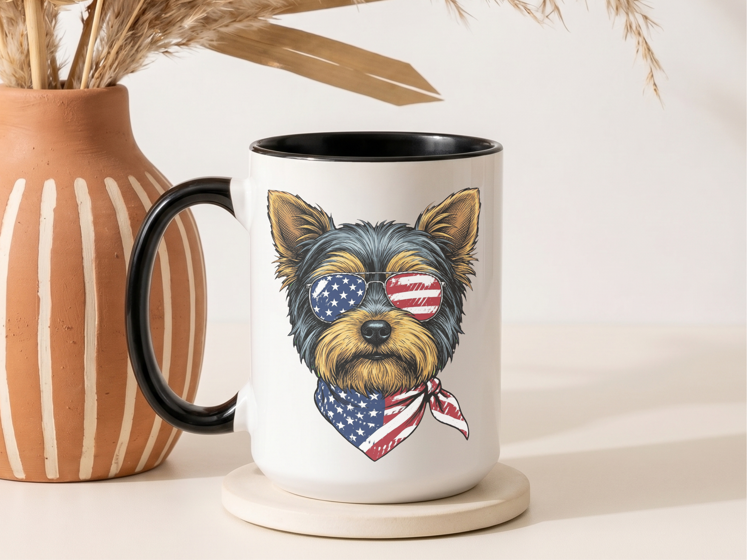Patriotic Yorkie American Flag2 doodle dog shirt - photo 1