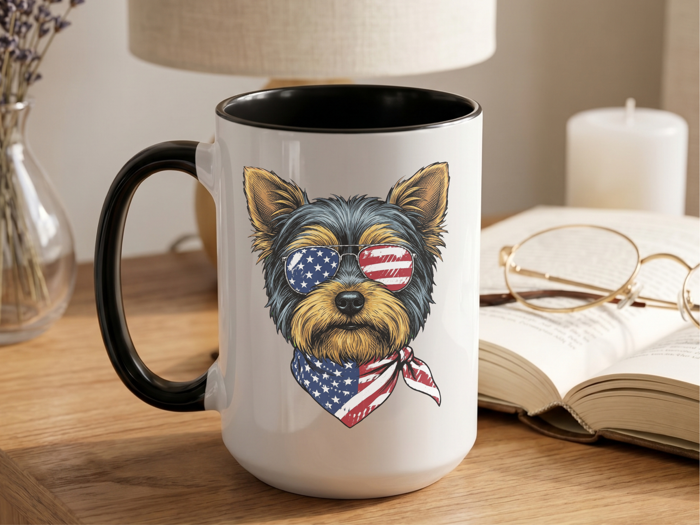 Patriotic Yorkie American Flag2 doodle dog shirt - photo 7